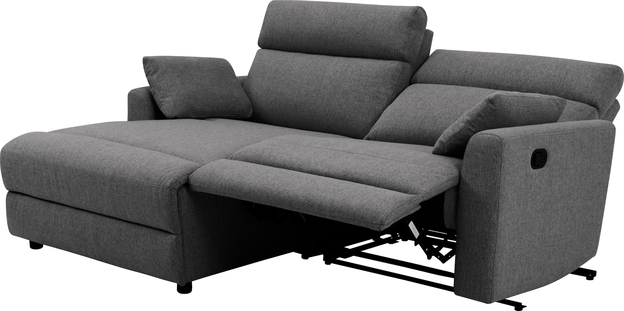 INOSIGN Ecksofa »JENNA, L-Form, 209cm, manuelle u. elektrische Funktion, mit USB A/C,«, Liegefunktion 105°-150°, Federkern, Struktur fein