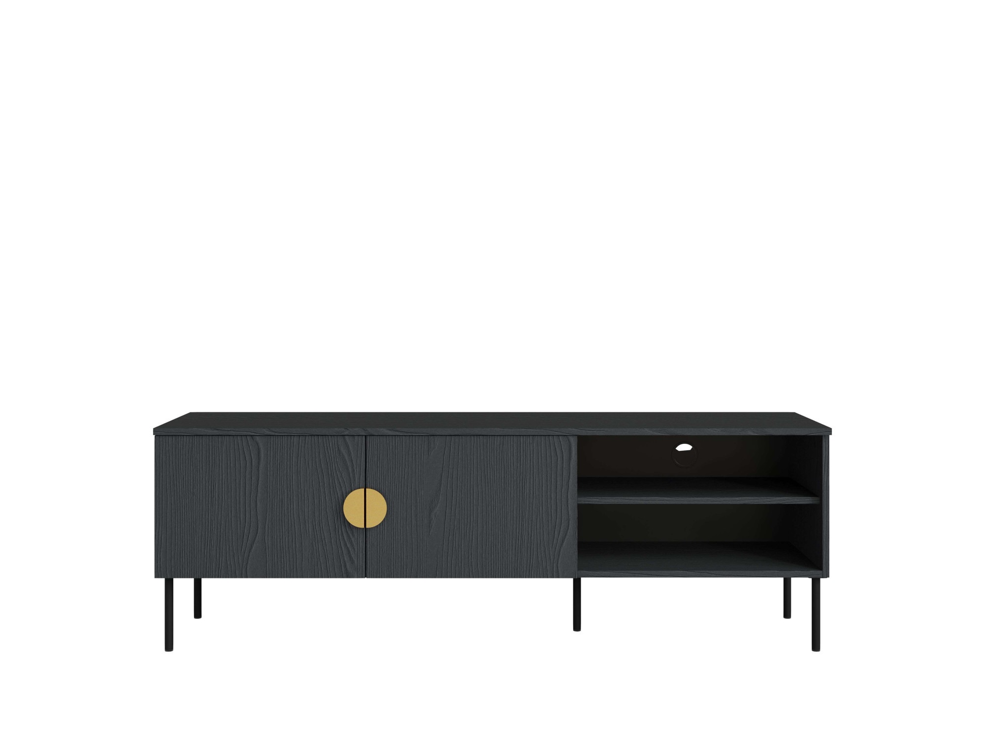 Thumbnail - Home affaire Lowboard "BELLOT TV-Schrank mit 2 Türen, Maße B/T/H: 160/40/53,6 cm" 1 Stk. tlg. schwarze Farbe, mit holzäh...