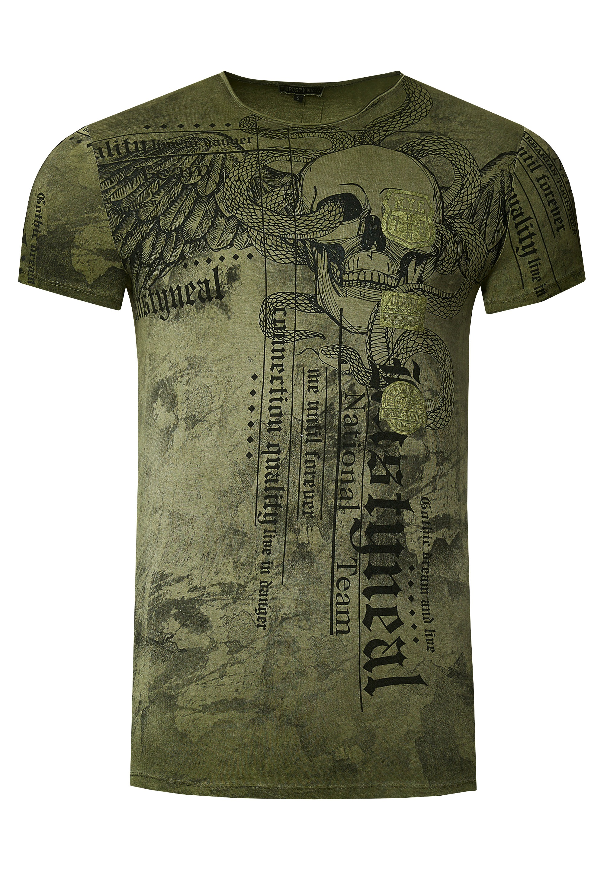 Rusty Neal T-Shirt, mit coolem Allover-Print