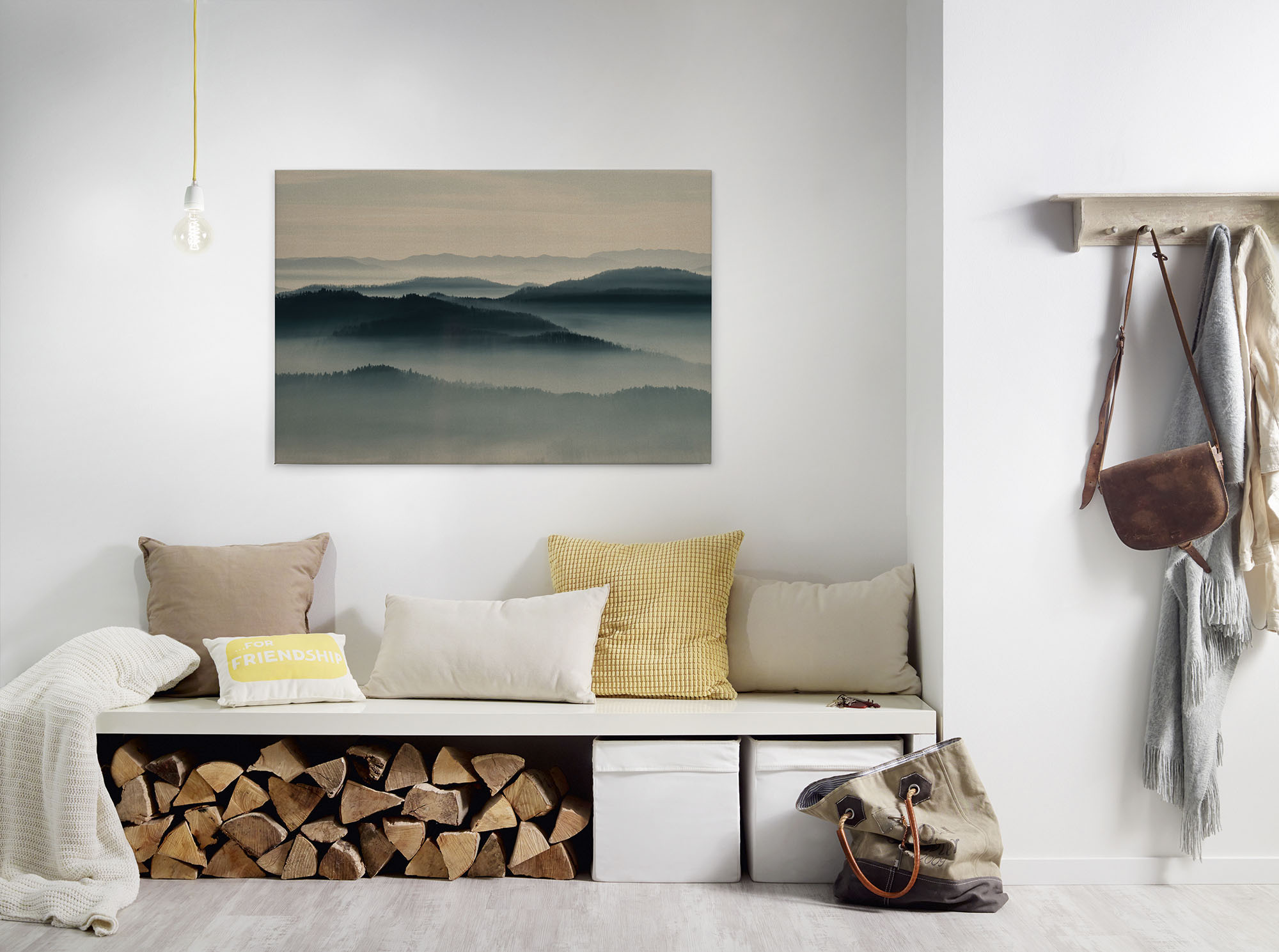 A.S. Création Leinwandbild "horizon" Kunst Landschaft 1 Stk. tlg. Keilrahmen Landschaft Berge Gebirge Nebel Leinwand-Bild Wohnzimmer