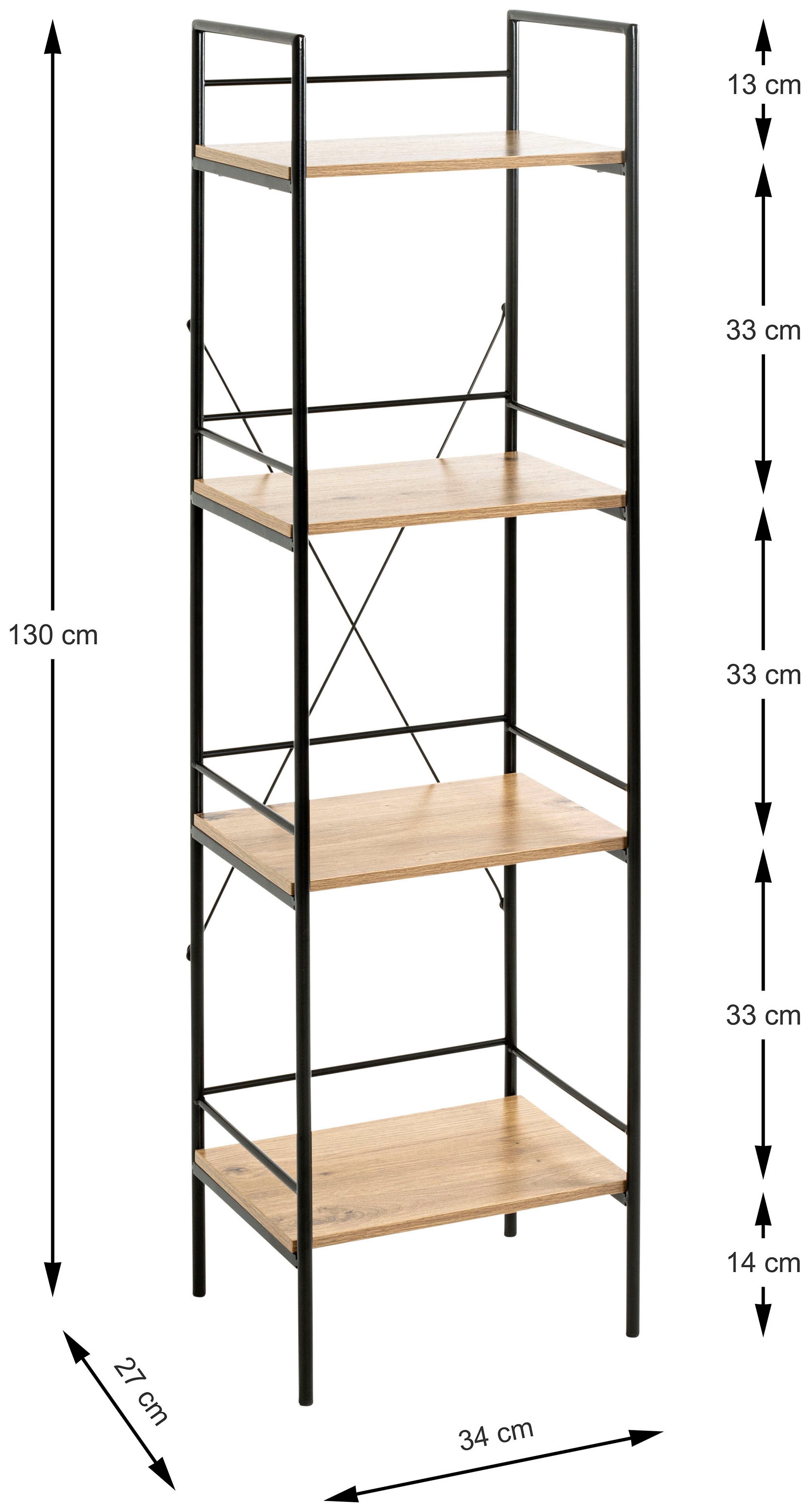 HAKU Regal »Aufbewahrungsregal, Dekoregal, Standregal« 1 Stk. tlg. rechteckig - aus MDF Braun - B/T/H 34/27/130 cm