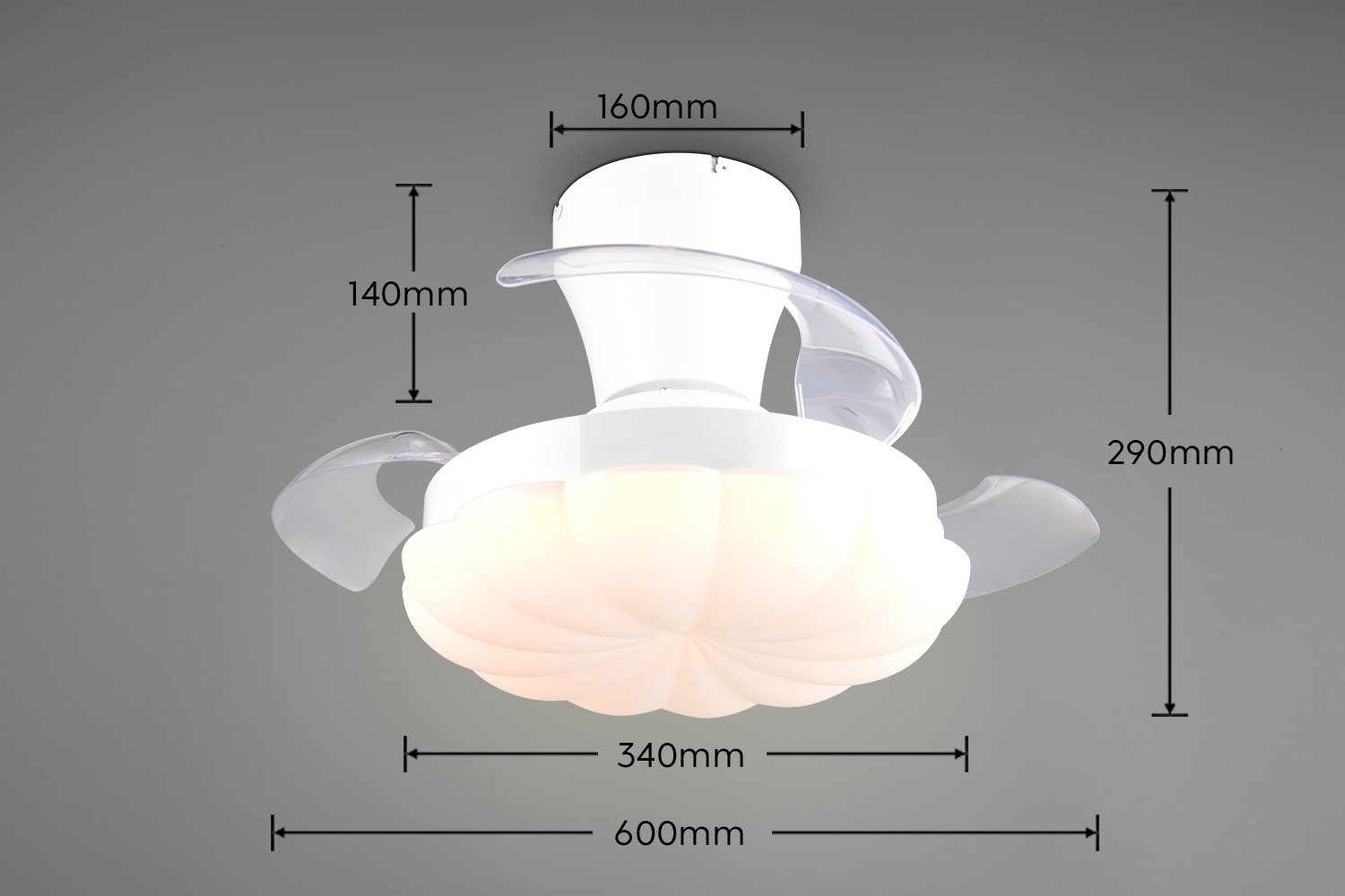 REALITY Leuchten LED Deckenleuchte »BORAS mit Ventilator, Deckenventilator mit ausklappbaren Flügeln 30W« LED-Board 1 Stk. Farbwechsler | warmweiß - kaltweiß Ø 34 - 60 cm (aufgeklappt), 6 Stufen, LED 24W CCT dimmbar Timer Fernb.