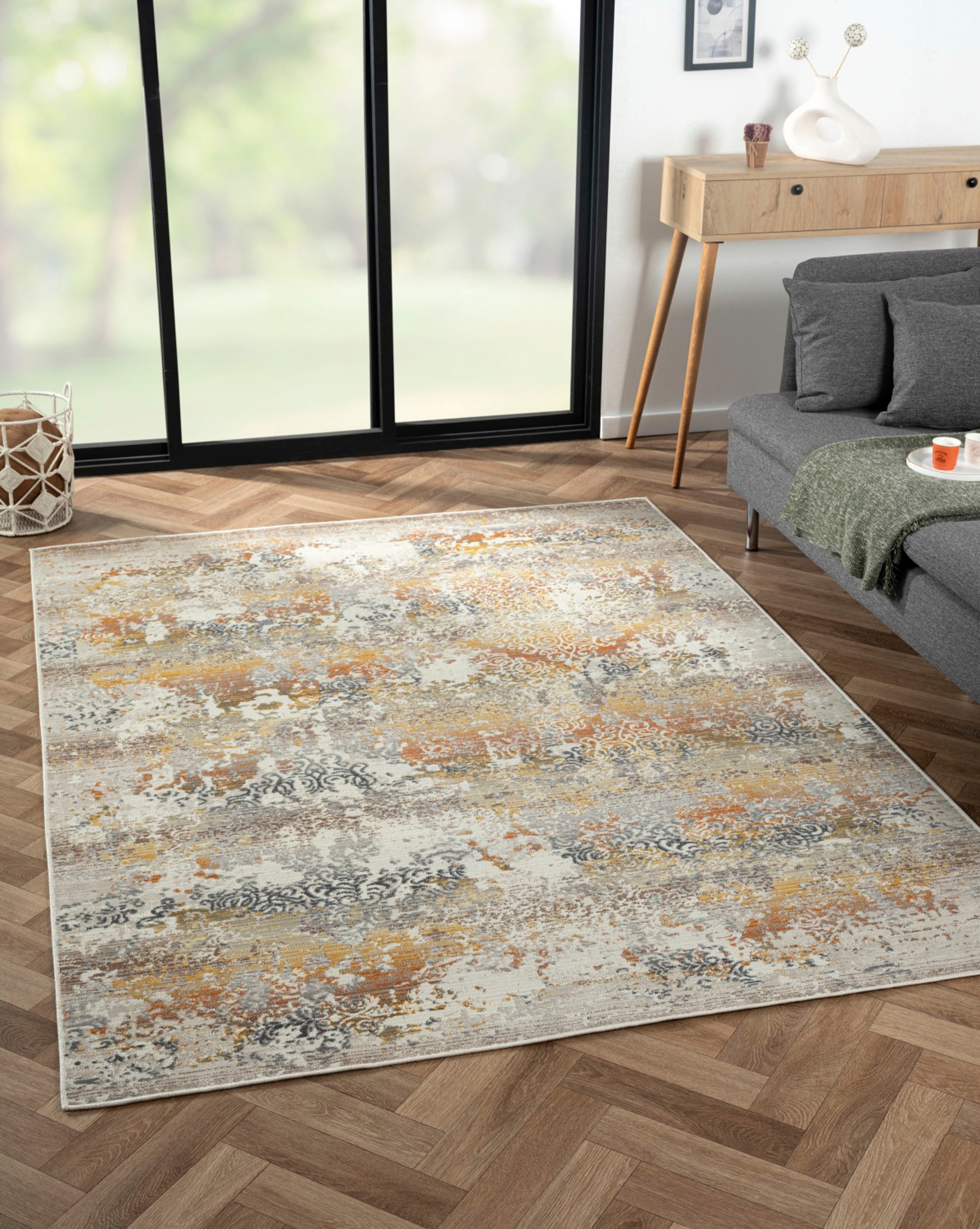 Myflair Möbel & Accessoires Teppich »Aurora 2«, rechteckig, 2 mm Höhe, Flachgewebe, im modernem Used Look, superflach, weich durch Microfaser