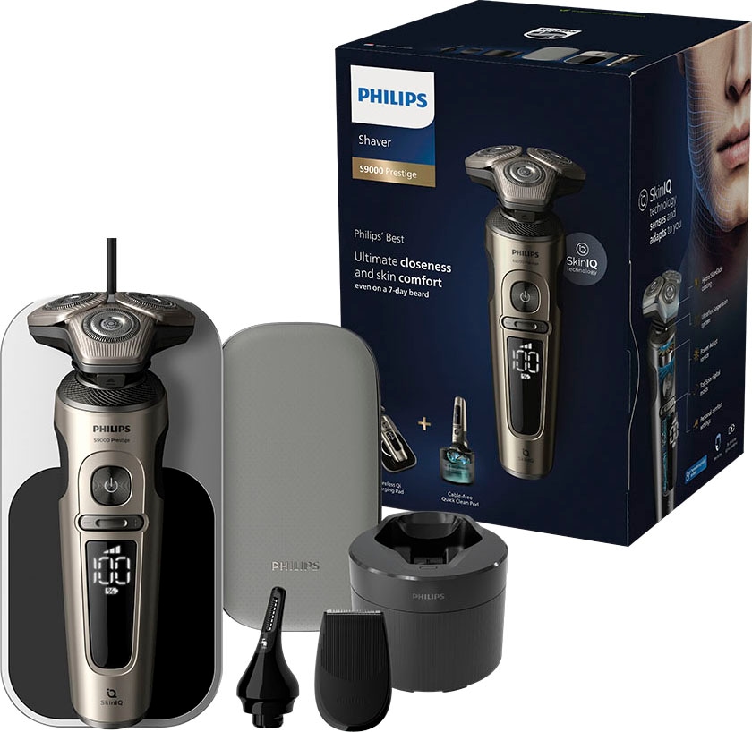 Philips Elektrorasierer »Shaver series Reinigungsstation, und IQ inkl. bestellen online Skin Etui 9000 BAUR S9985/35«, mit | Technologie, Ladestation