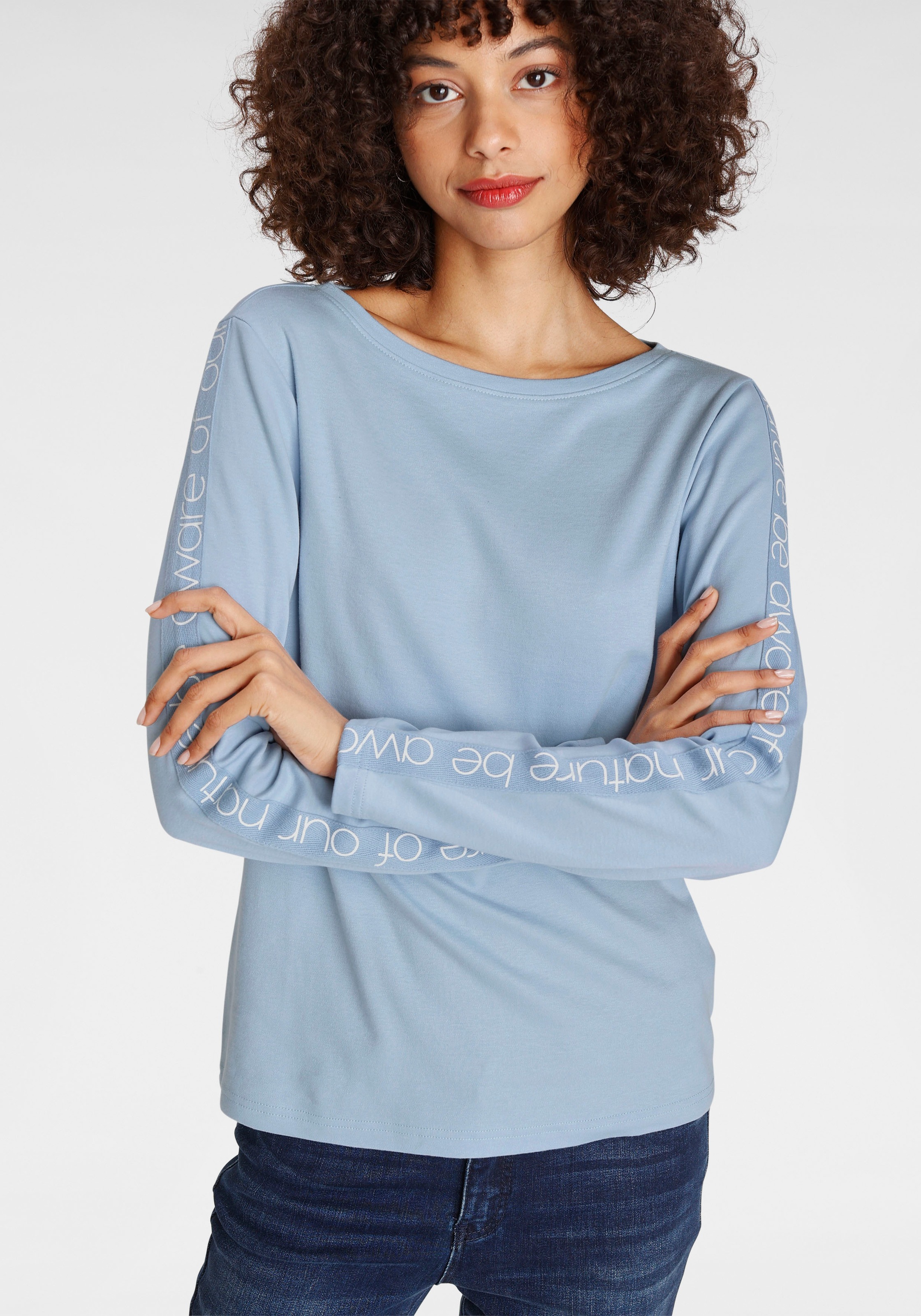 otto products -  Langarmshirt "mit Tape auf den Ärmeln", GOTS zertifiziert - nachhaltig aus Bio-Baumwolle - NEUE KOLLEKTION