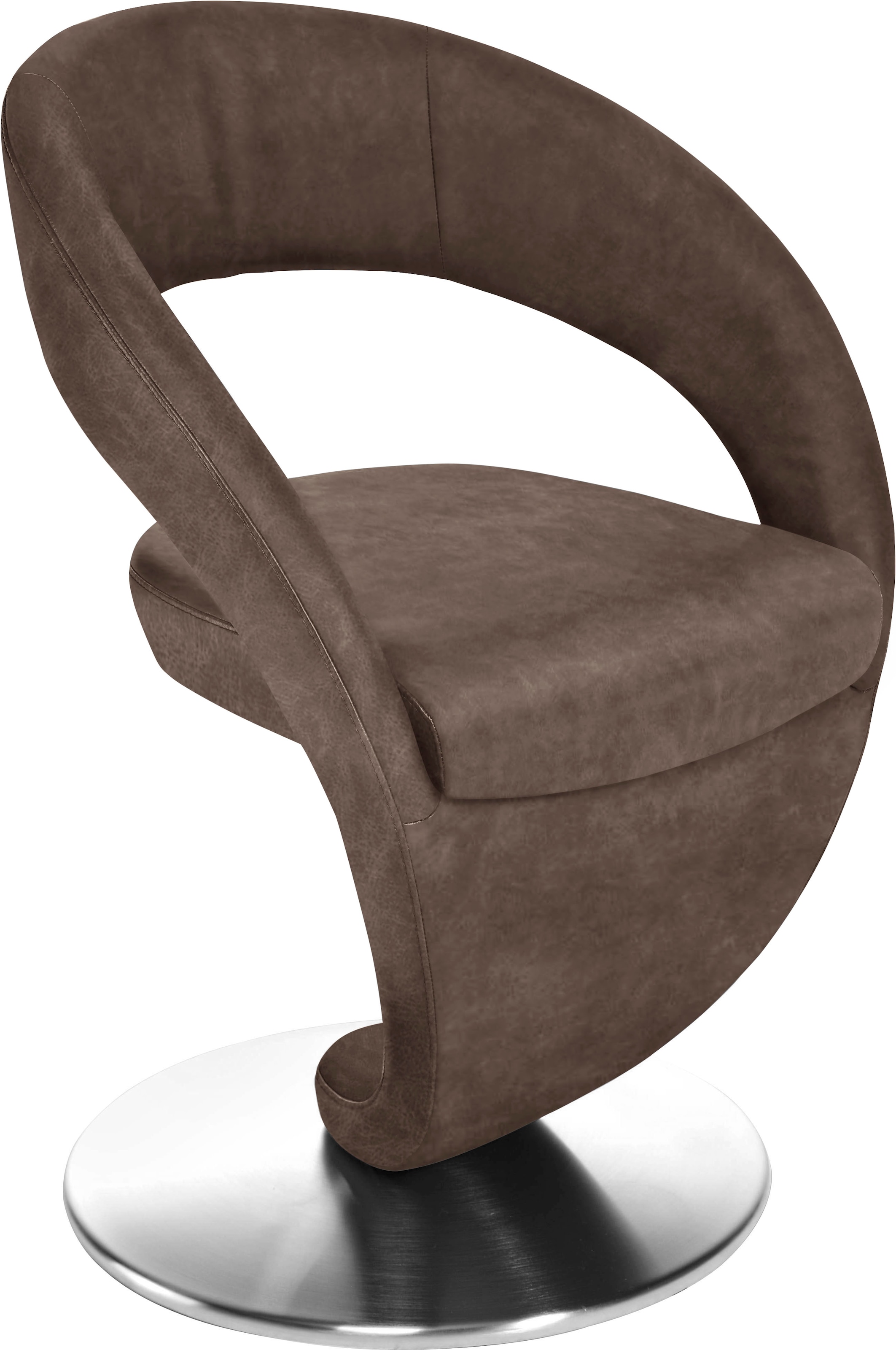 K+W Komfort & Wohnen "Wave, Drehstuhl, Polsterstuhl" () Design-Drehstuhl, Drehteller in Edelstahloptik