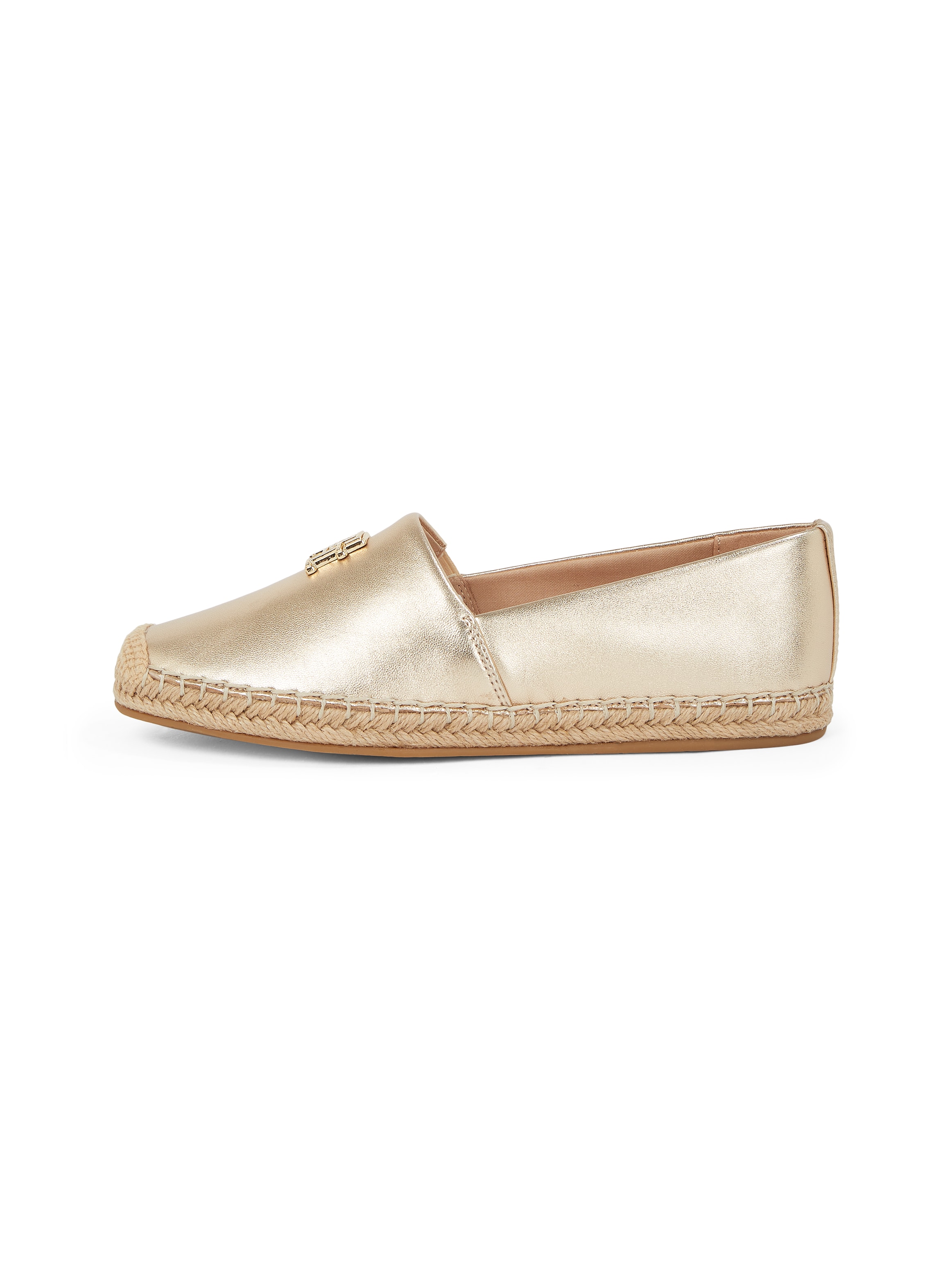 Tommy Hilfiger Espadrille »TH LOGO METALLIC LEATHER ESPAD«, Sommerschuh, Slipper, Schlüpfschuh mit TH-Schmuckelement