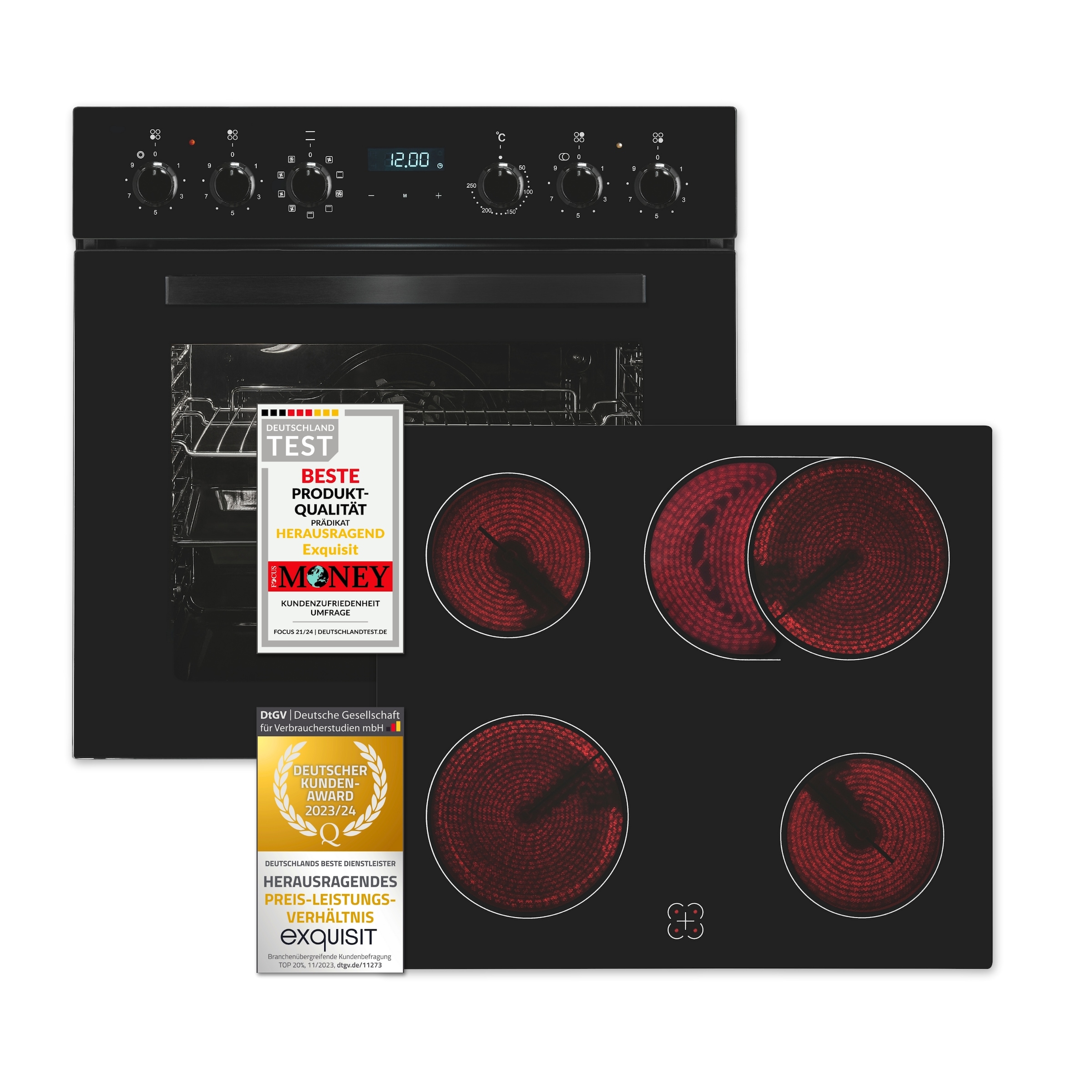 exquisit Elektro-Herd-Set »EHE285-HBZ-020schwarz«