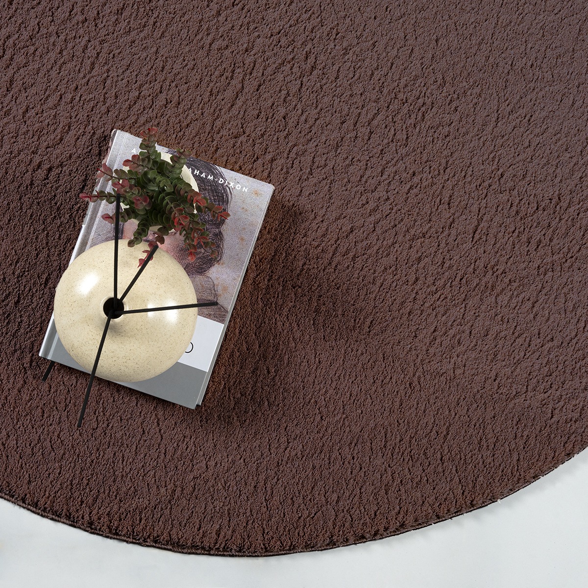 Teppich THE CARPET "Relax round", braun, H:16mm Ø:160cm, Polyester, Teppiche, Teppich, waschbarer Wohnzimmer Teppich modern rutschfest 2