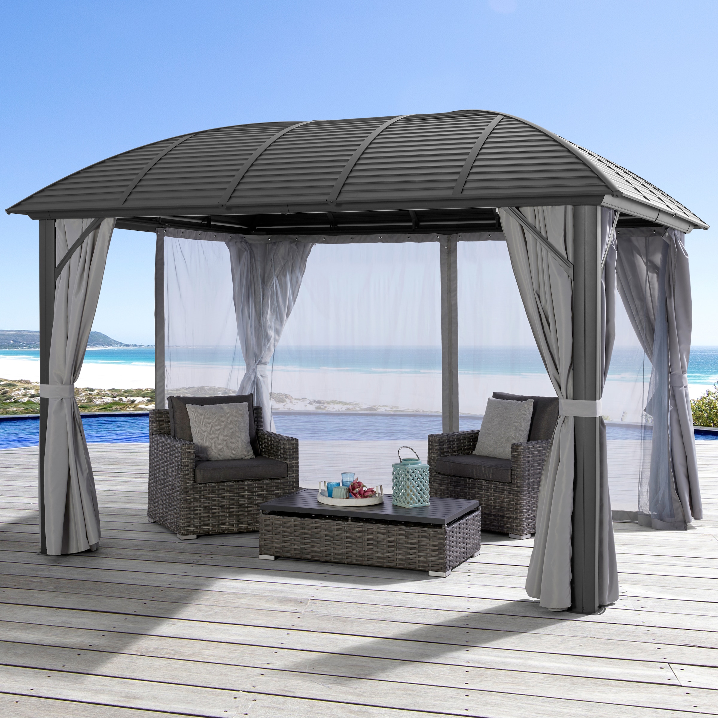 KONIFERA Pavillon "Málaga" inkl. 4 Seitenteile und 4 Moskitonetzten, Alumin günstig online kaufen