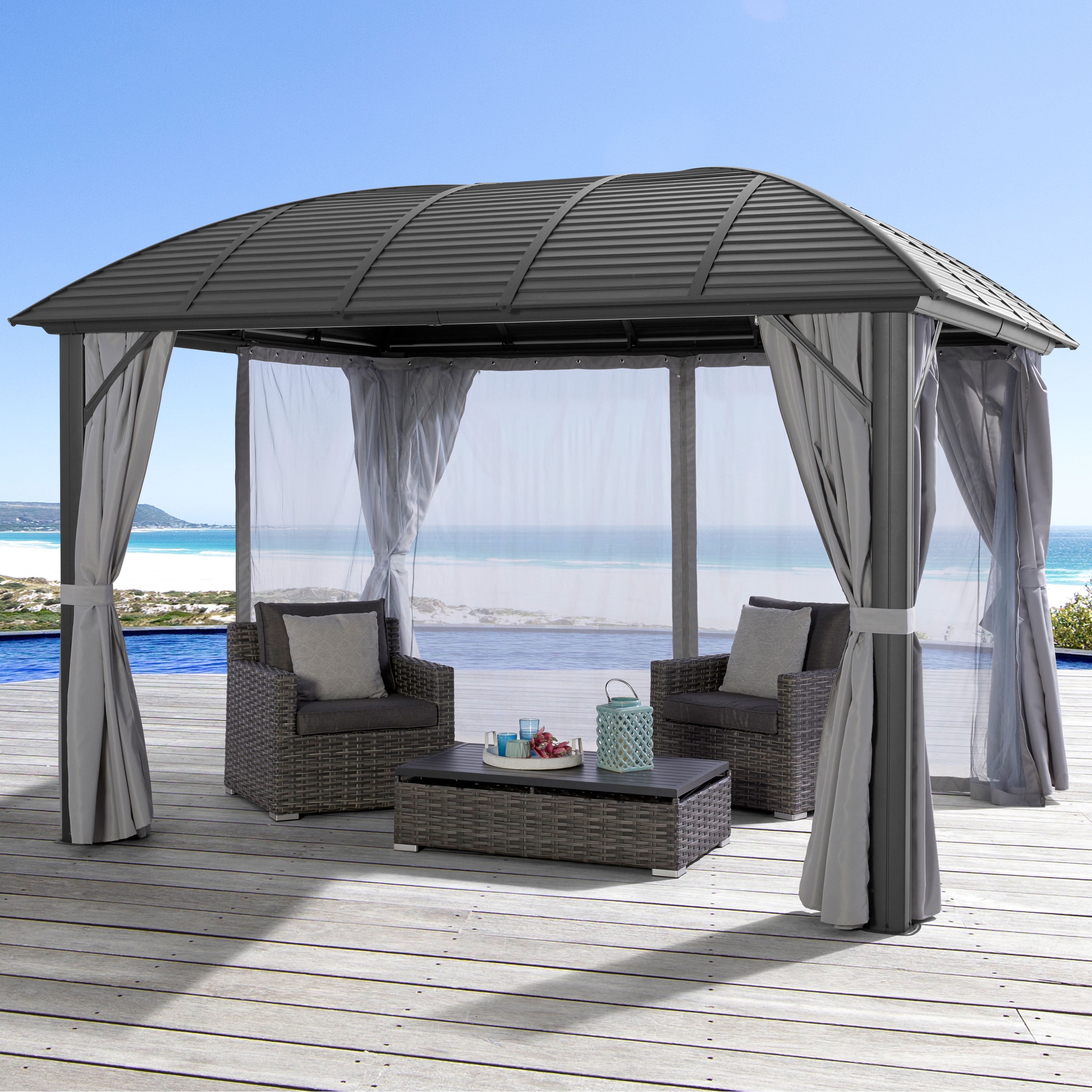 OTTO home Pavillon "Málaga" inkl. 4 Seitenteile und 4 Moskitonetzten, Aluminiumgestell