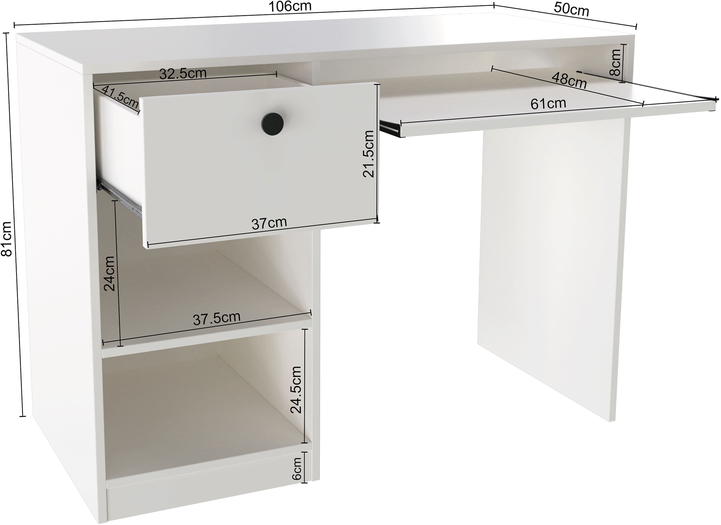 INOSIGN Schreibtisch »PODUM, Computertisch,«, Tastaturauszug, große Schublade, Breite 106 cm