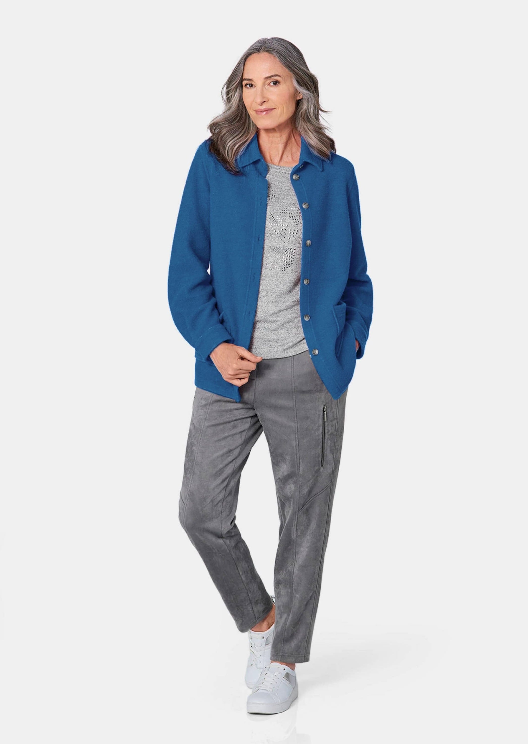 GOLDNER Sommerjacke »Kurzgröße Lässige Wolljacke mit Hemdkragen« Knöpfe