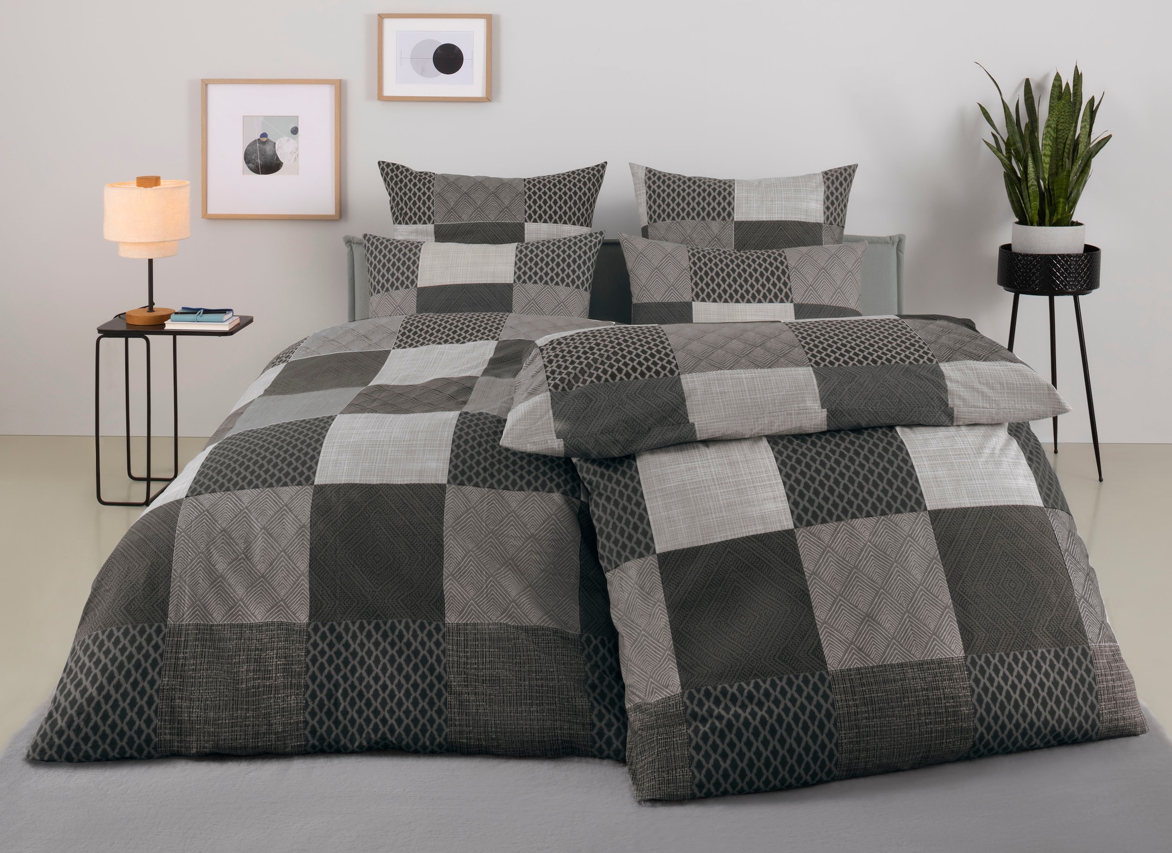 BIERBAUM Bettwäsche "Ella" 2 Stk. tlg. in hochwertigem Renforcé, Karo Desig günstig online kaufen