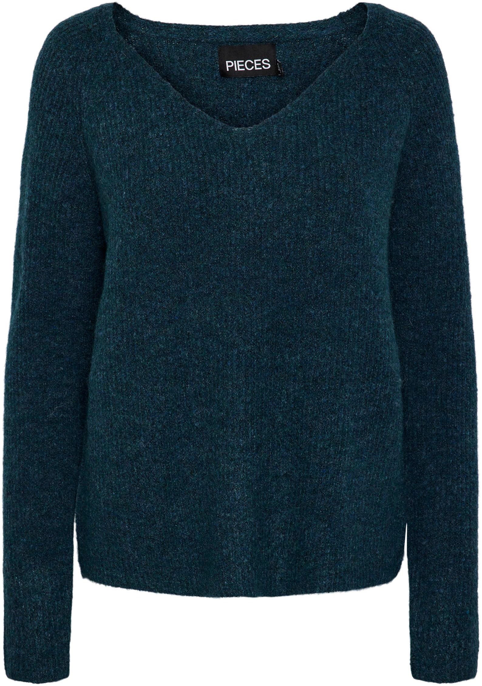 pieces V-Ausschnitt-Pullover »PCELLEN LS V-NECK KNIT NOOS BC«, mit Wolle