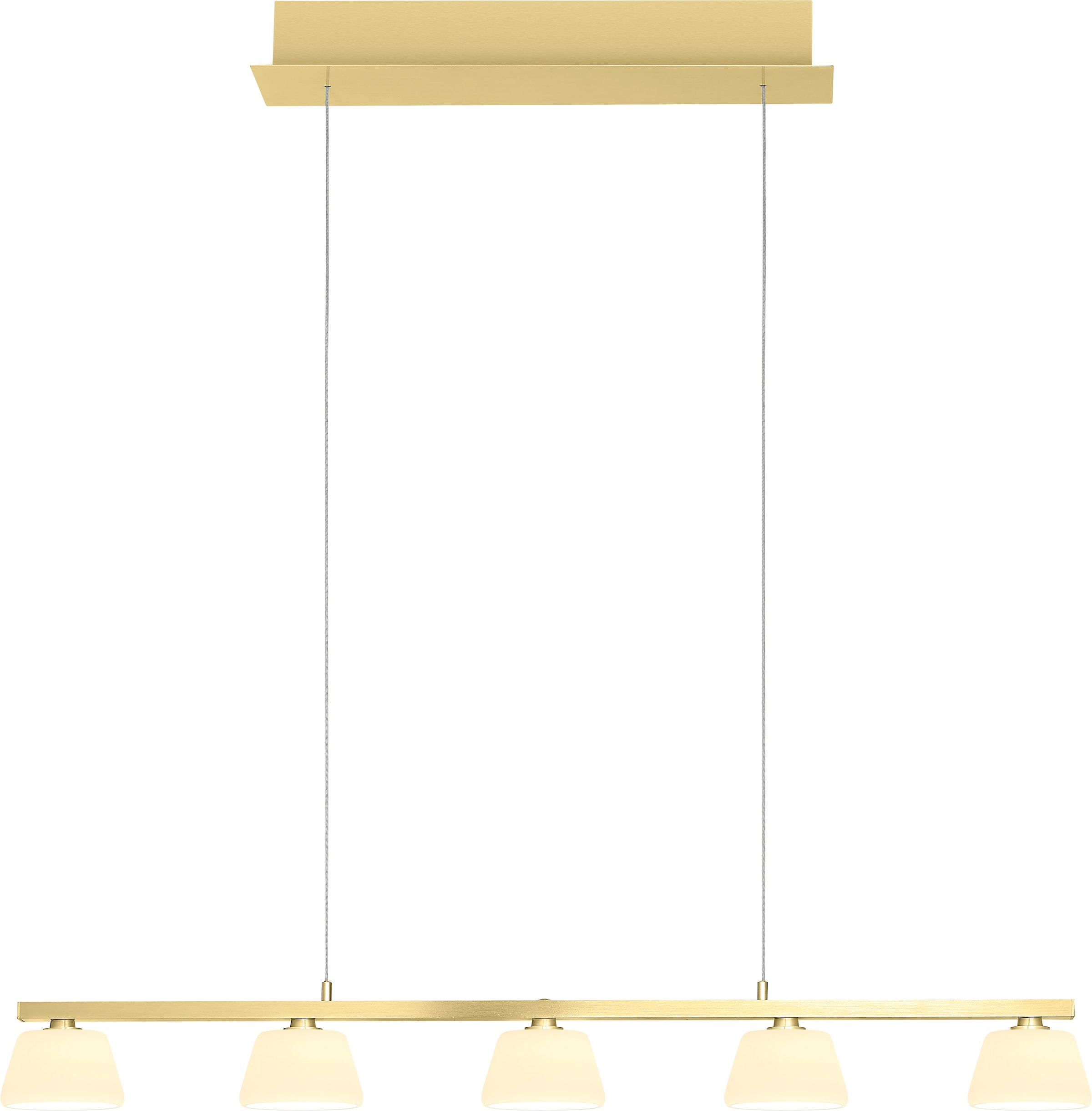 "LED Pendelleuchte ""JANE"", gold (champagnerfarben), 5, 1 Stk., HELL HÖLLISCH GUTES LICHT, Leuchten, Tastdimmer, Dim to warm, Stufenlos