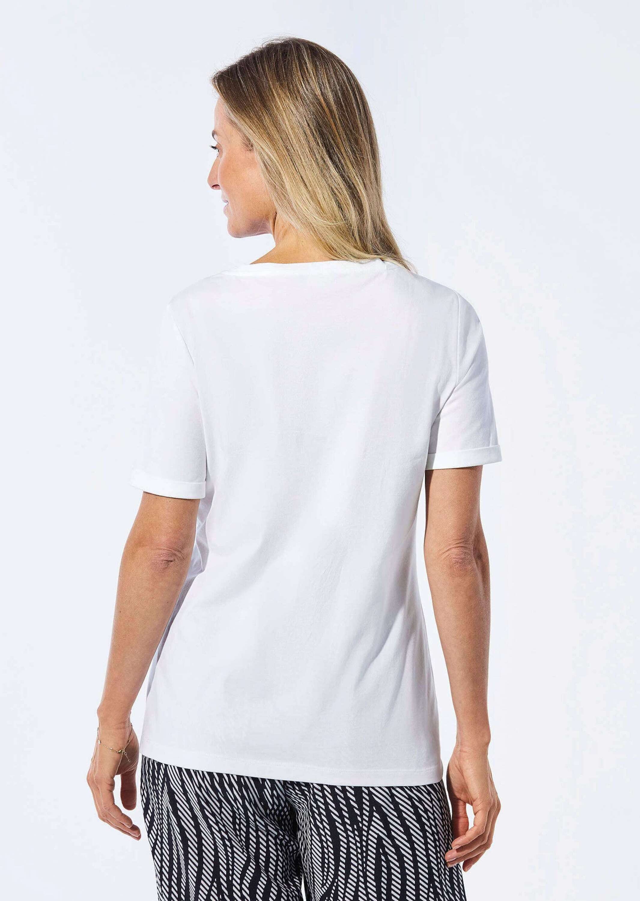 GOLDNER Kurzarmshirt »Kurzgröße Jerseyshirt mit überschnittenen Schultern«