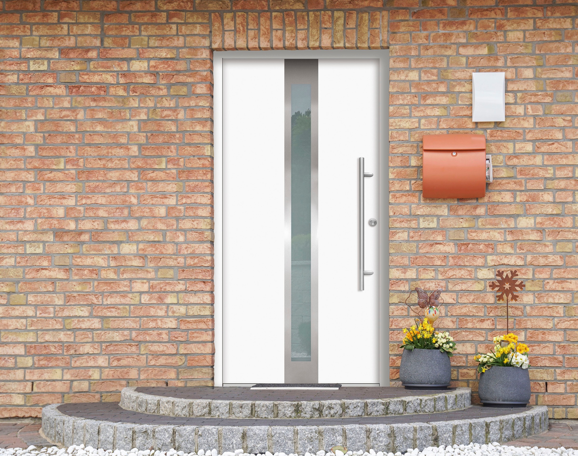 SplenDoor Haustür „RHODOS Prime“, (Set), sehr gut wärmegedämmt und Stabil, mit 3-fach Verglasung, mit Türrahmen weiß Rabatt: 21 %