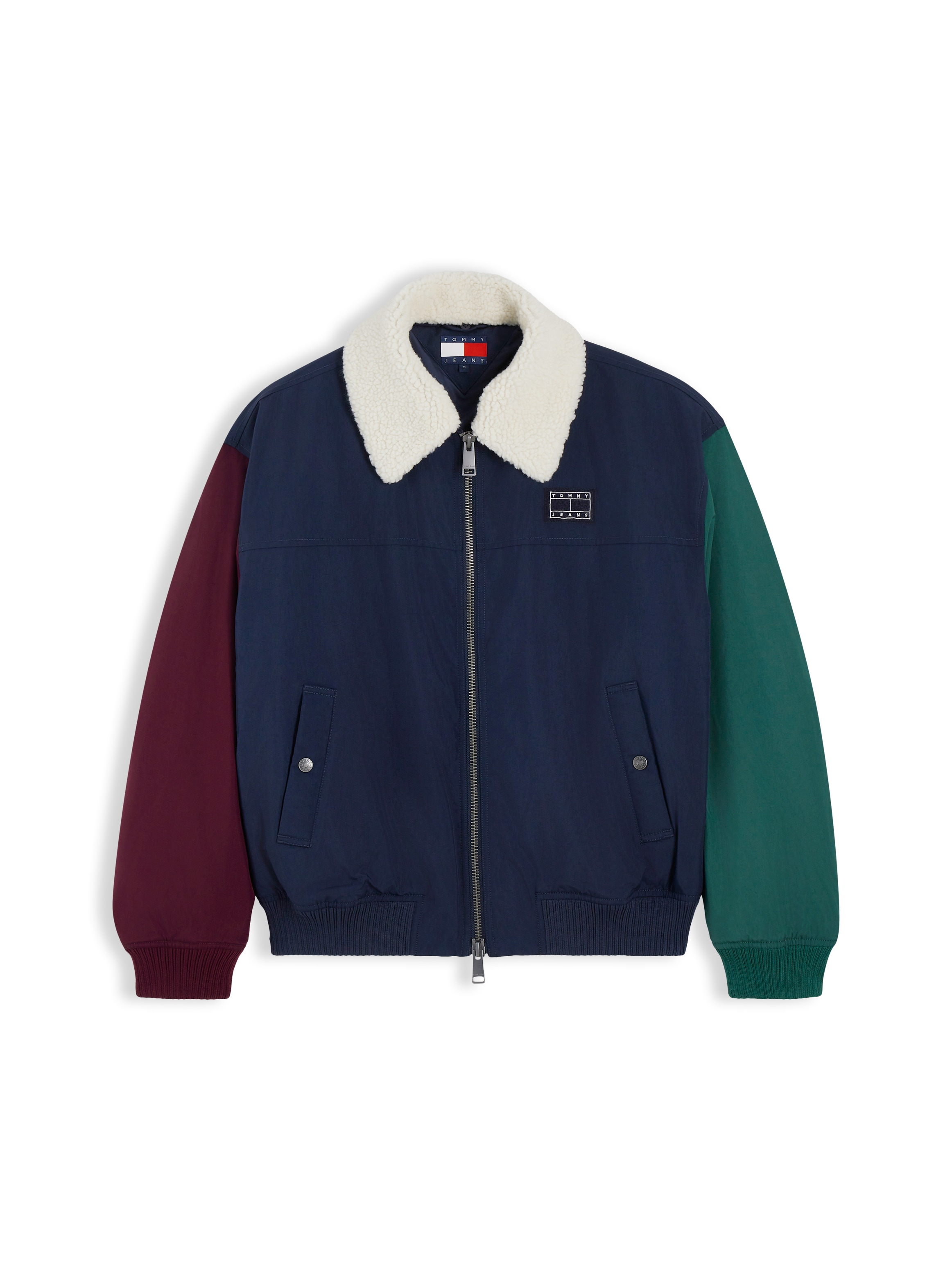 Tommy Jeans "TJM FLAG AVIATOR" im Colorblock-Design, Teddyfleecekragen