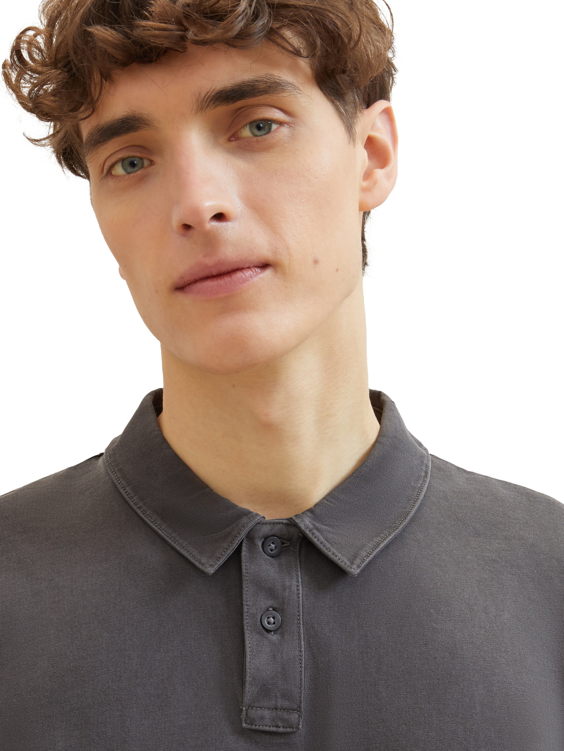 TOM TAILOR Denim Poloshirt, mit halber Knopfleiste