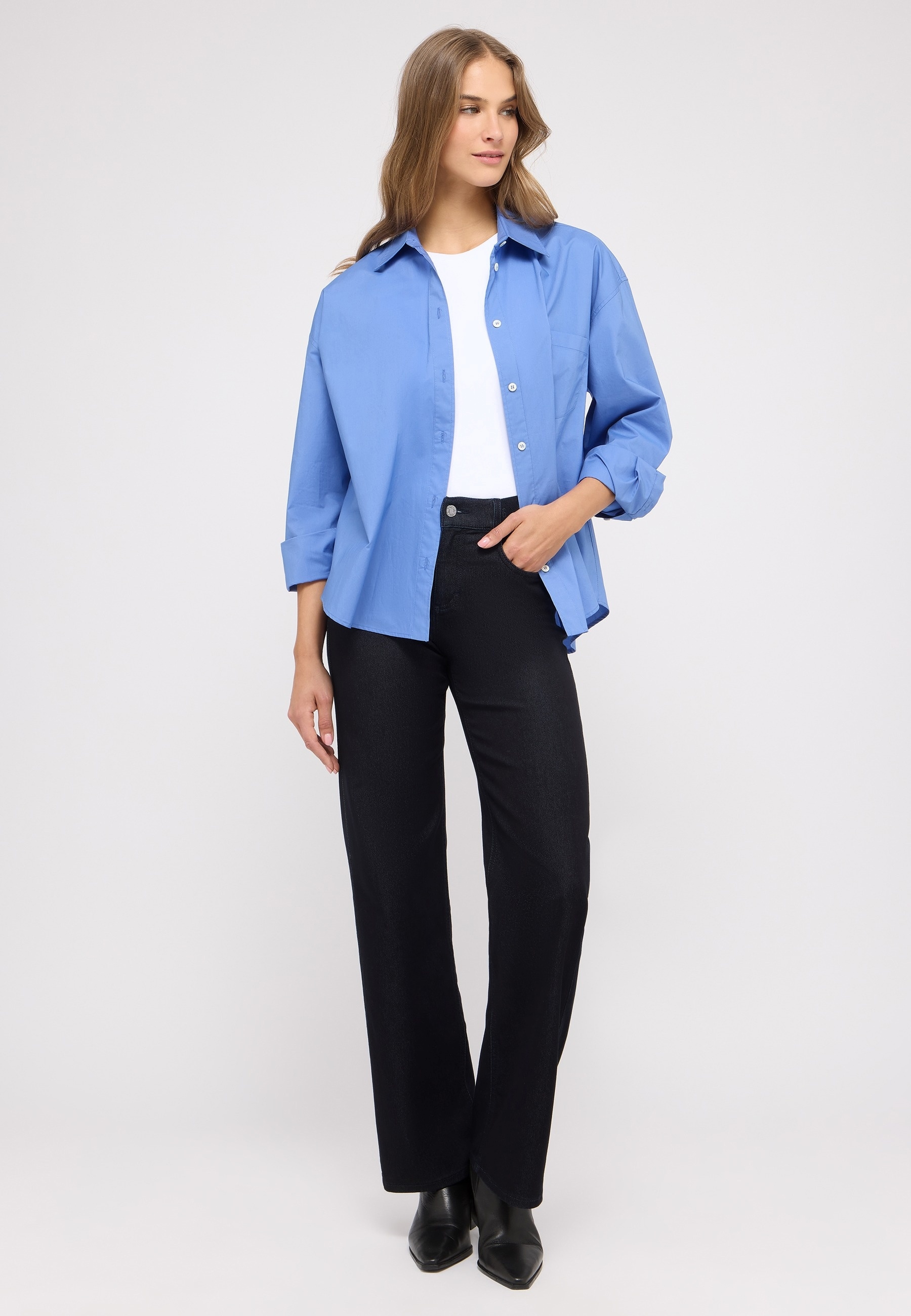 ANGELS 5-Pocket-Jeans »LIZ SPORTY« weite Passform, mit 1-Knopf-Form, mit Metallreißverschluss