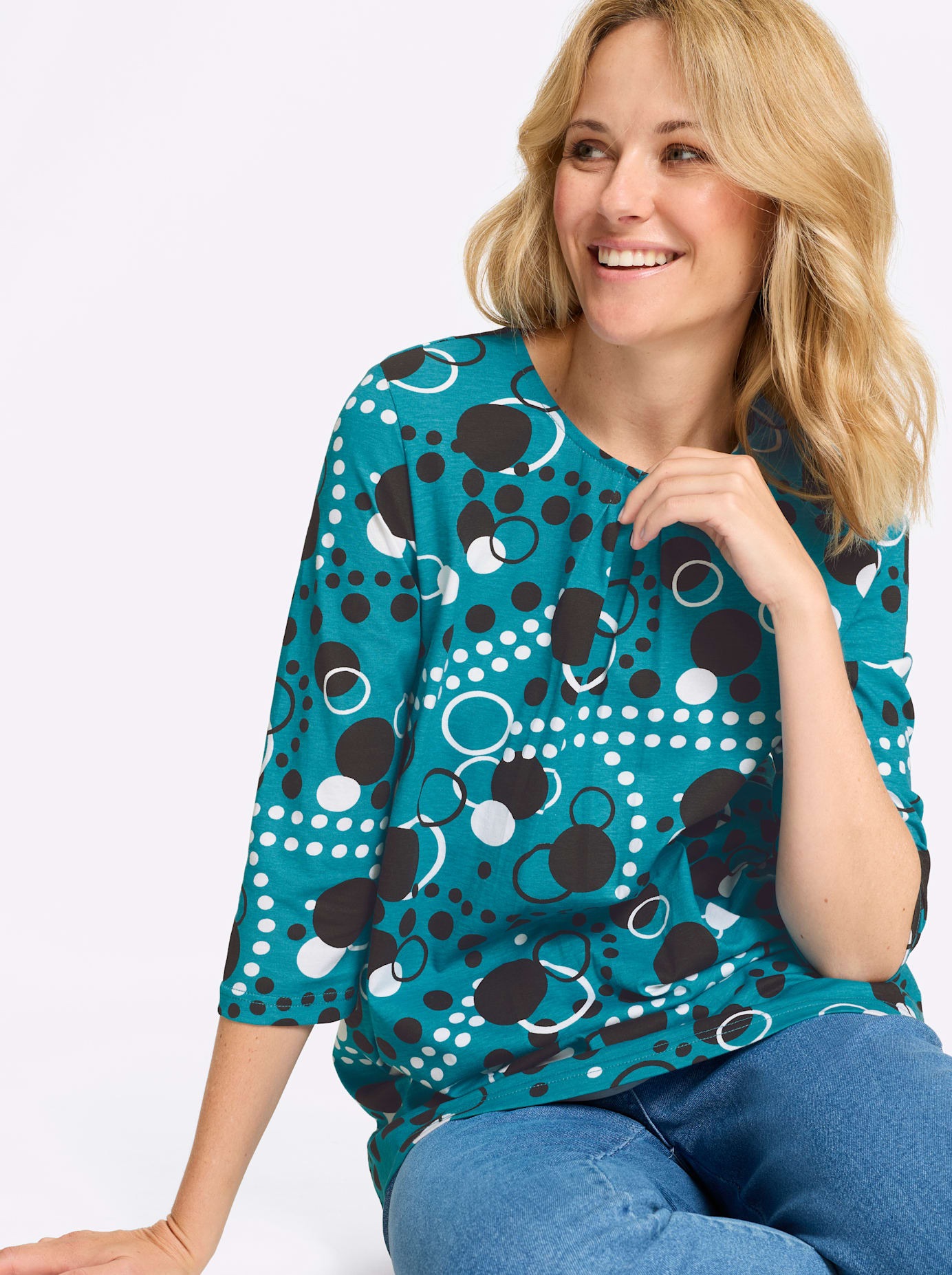 Classic Basics Women's Longshirt Turquoise/Black Size 50 6