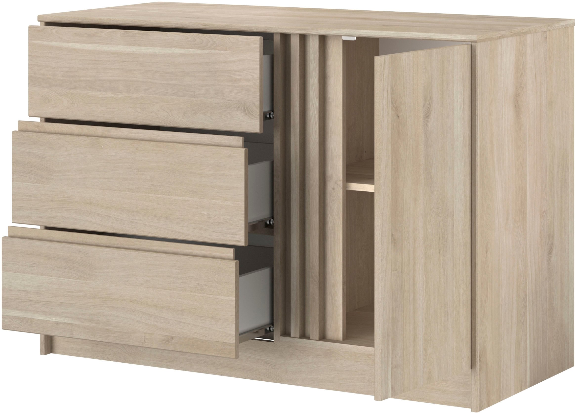 Parisot Schlafzimmer-Set, (4 tlg.), viel Stauraum, schöne Optik, Einsätze an Schrank und Kommode drehbar