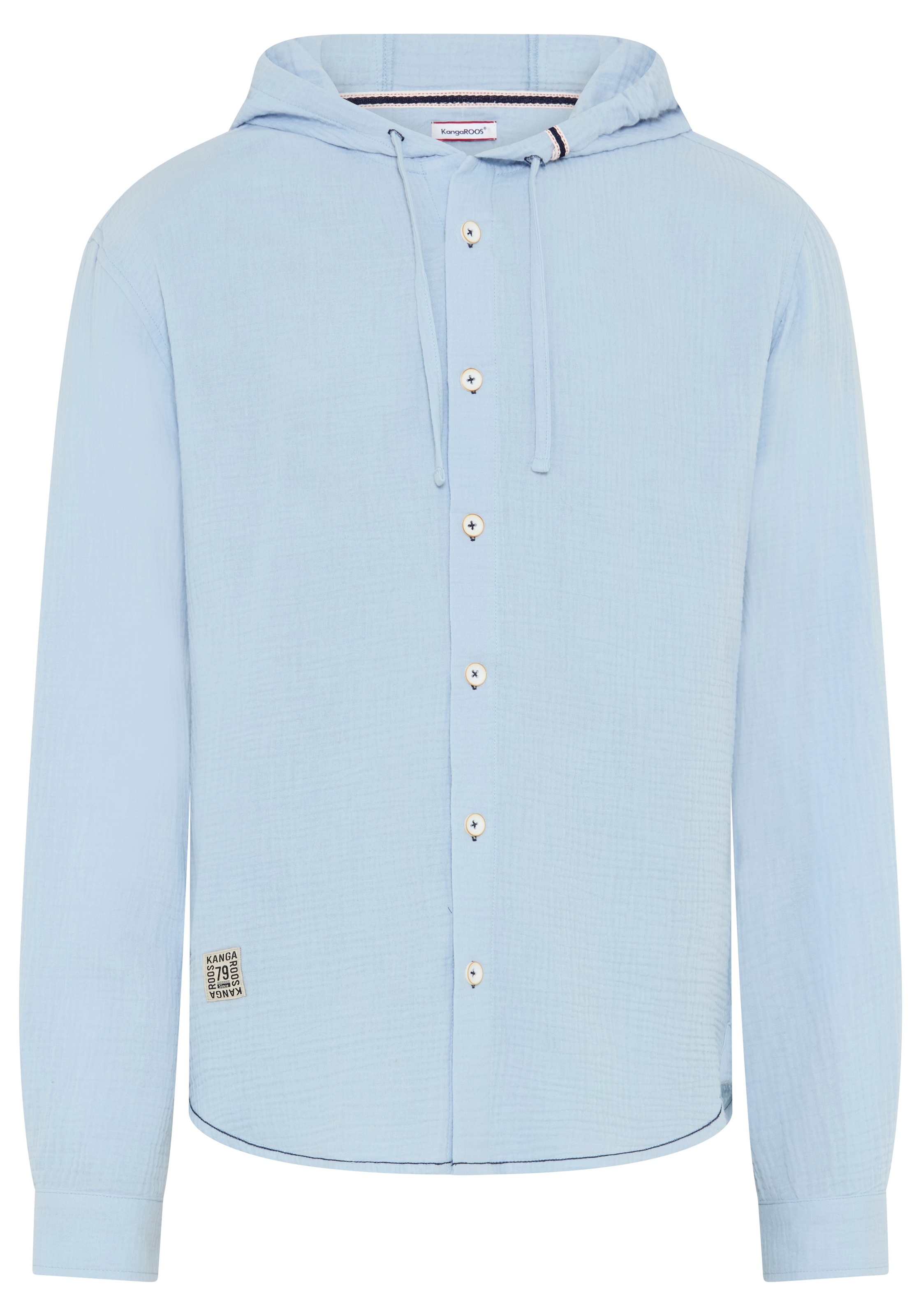 KangaROOS Kapuzenhemd Langarm mit Ärmelschlitz, für Casual- und Streetwear, aus Baumwolle