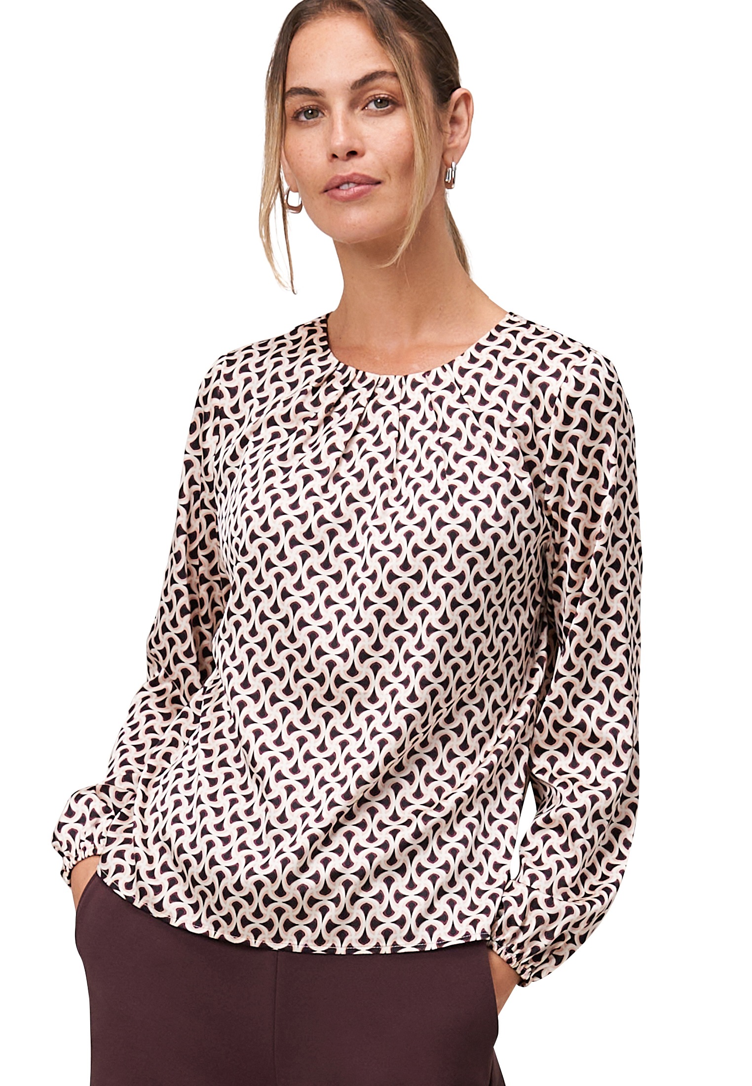 Zero Satinbluse "Damen mit Druck" günstig online kaufen