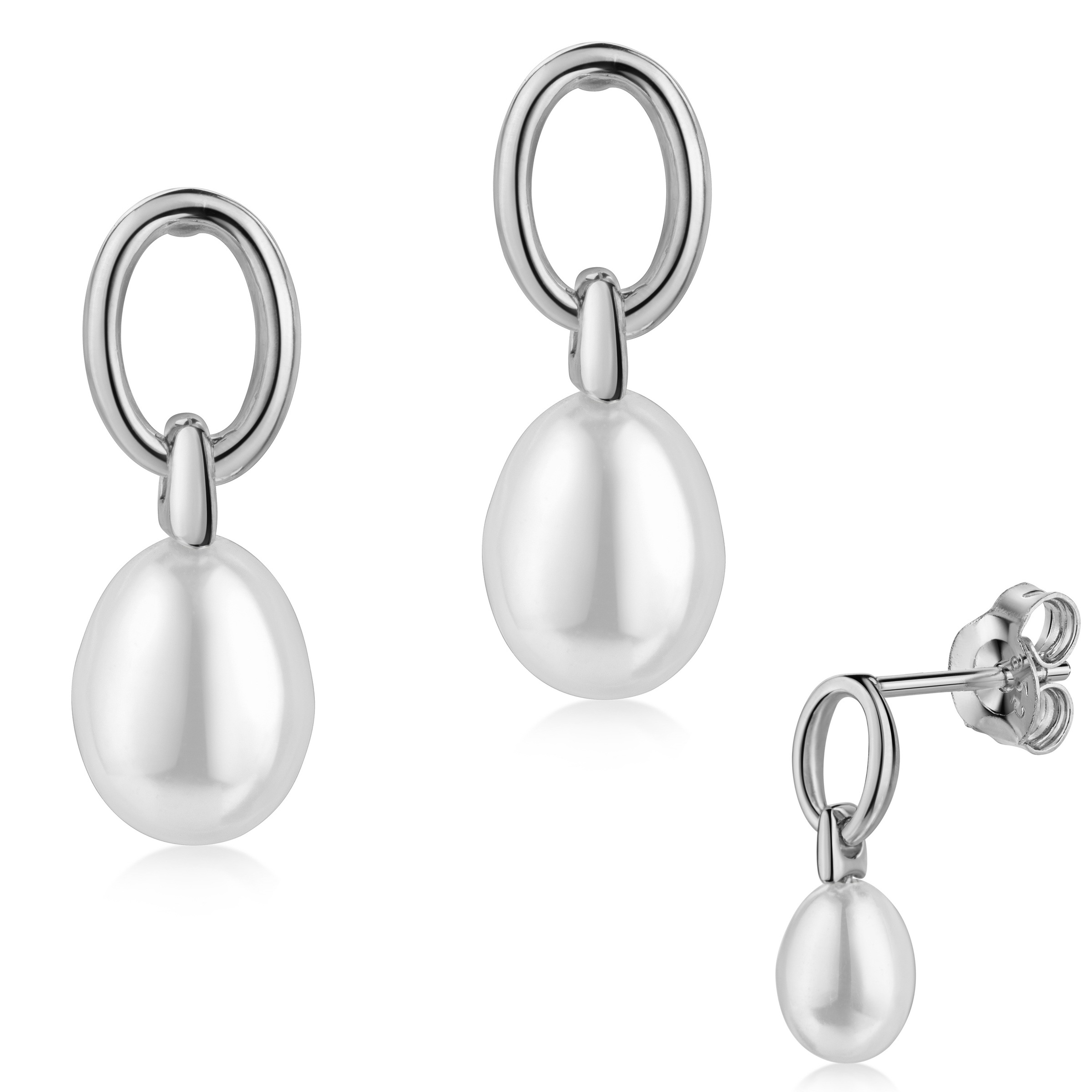 Firetti Paar Ohrstecker »Schmuck Geschenk Silber 925 Ohrringe Perl-Design in Tropfenform« Made in Germany - mit Süßwasserzuchtperle