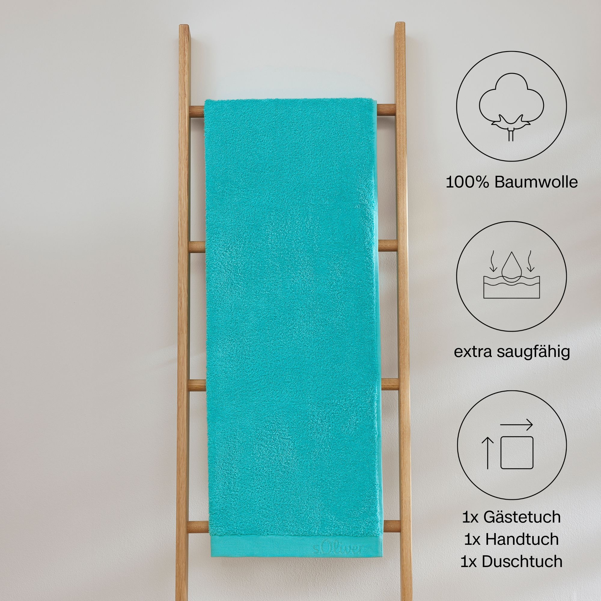 s.Oliver Handtuch Set »s.Oliver, Premium Qualität, 600 gr/m²,« Set 3 Stk. Walkfrottier 1 Gästetuch 30x50 cm, 1 Handtuch 50x100 cm, 1 Duschtuch 70x140 cm