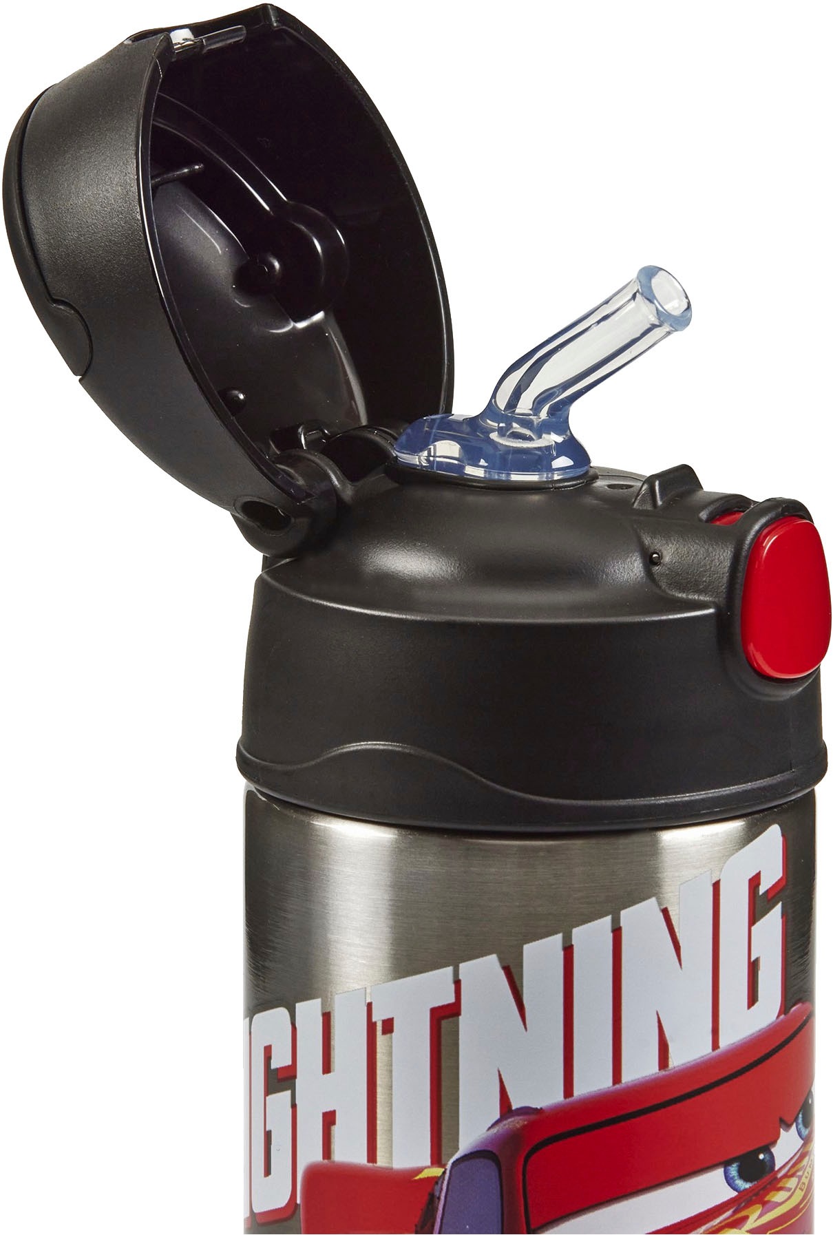 THERMOS Isolierflasche »FUNTAINER STRAW BOTTLE, doppelwandiger Edelstahl, spülmaschinenfest«, (1 tlg.), 0,35l, mit Silikonstrohalm, absolut dicht