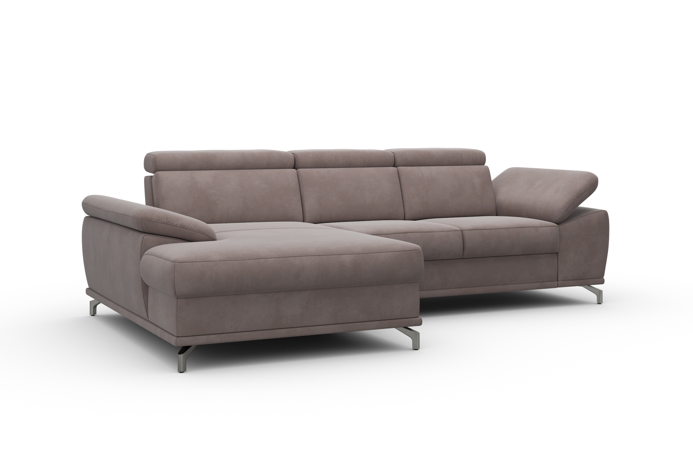 sit&more Ecksofa »Cabrio L-Form, mit Sitztiefenverstellung, Arm- und Kopfteilverstellung«, 2 Nierenkissen, Federkern, optional Bettfunktion und Stauraum