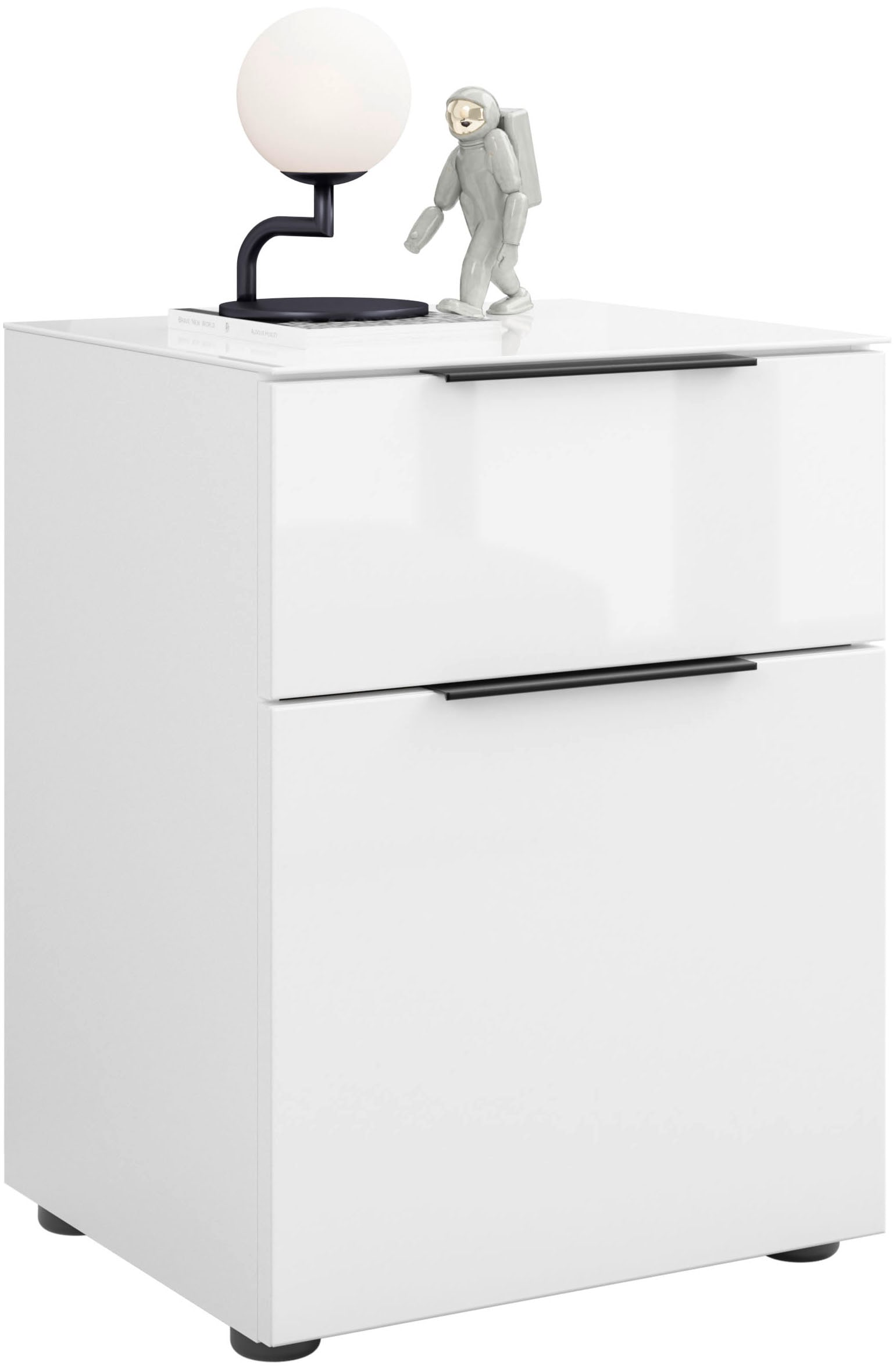 Manjana Möbel Nachtkommode "Nachtkommode mit Chrom oder Schwarz matten Meta günstig online kaufen