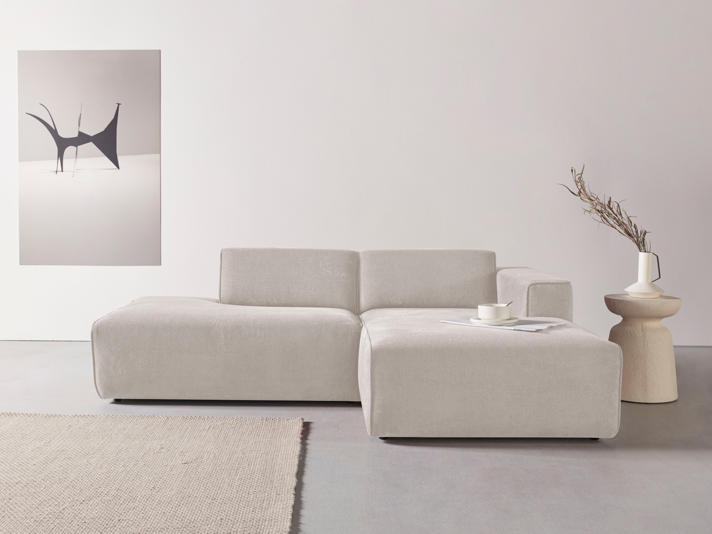 andas Ecksofa "Noord", mit Kedernaht, Breite 227 cm, Cord, Struktur, Websto günstig online kaufen