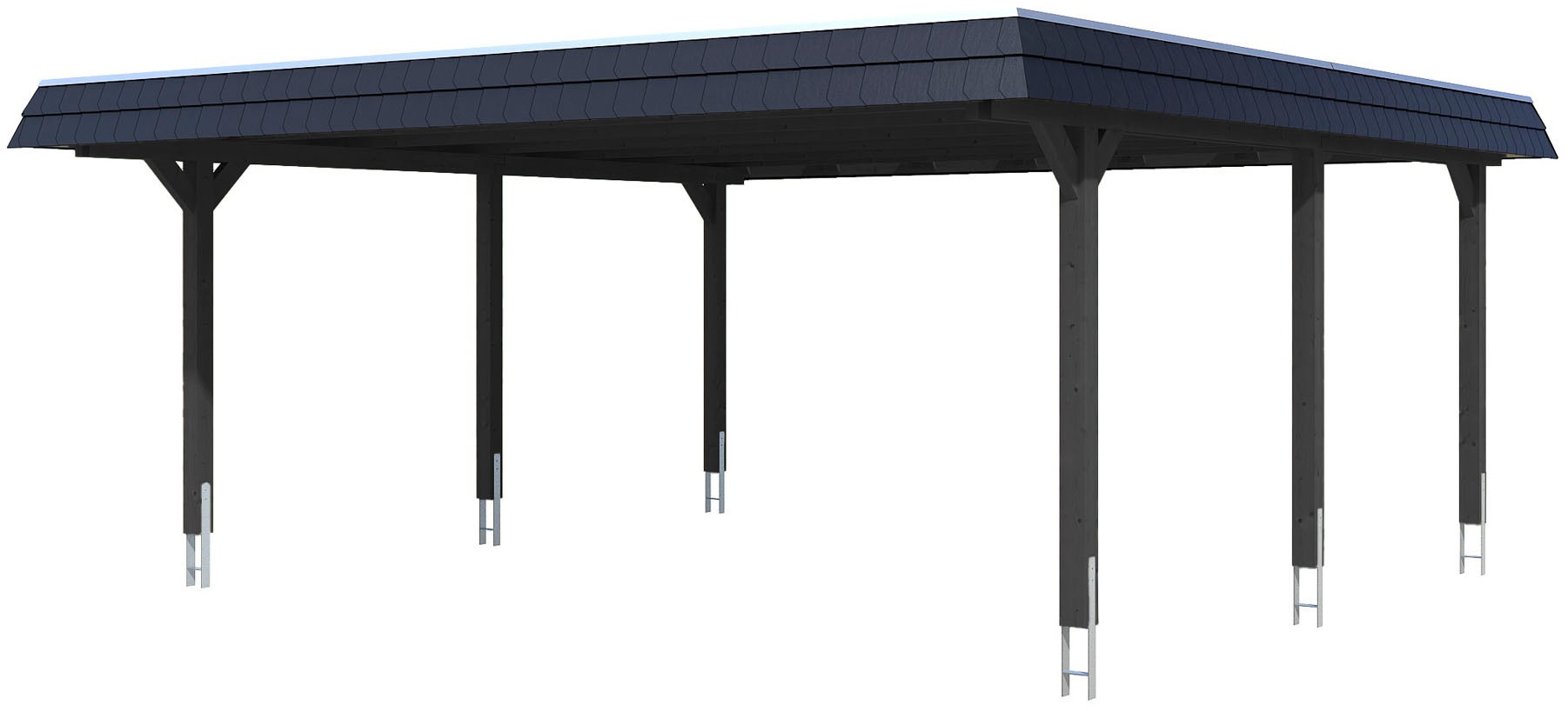 Skanholz Doppelcarport »Wendland«, Holz, 550 cm, Anthrazit, schwarze Blende