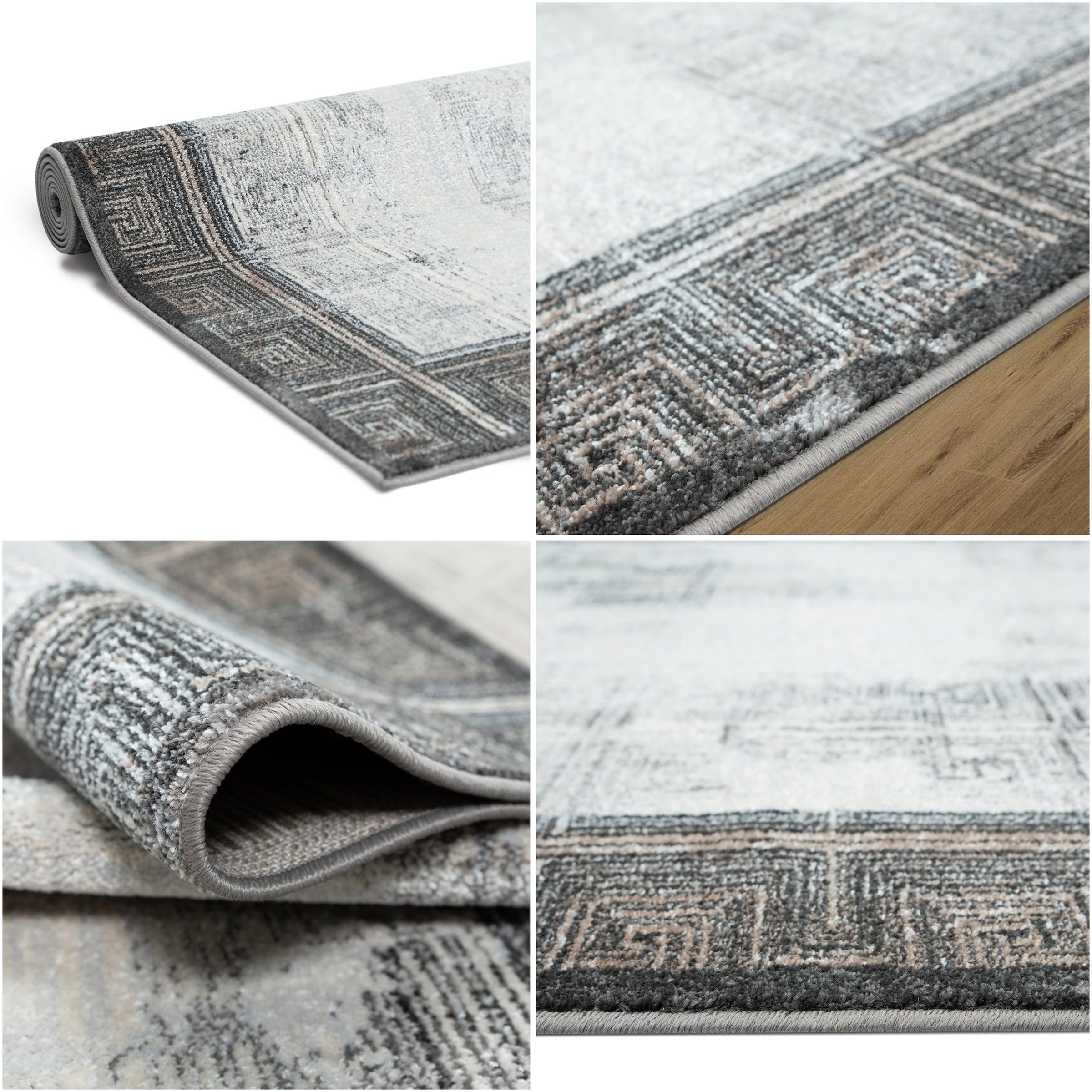 OTTO home Teppich »Aurellia, mit Rahmen« rechteckig 9 mm Höhe im Vintage-Look, meliert, Bordüre, zeitlos, Wohnzimmer, Schlafzimmer