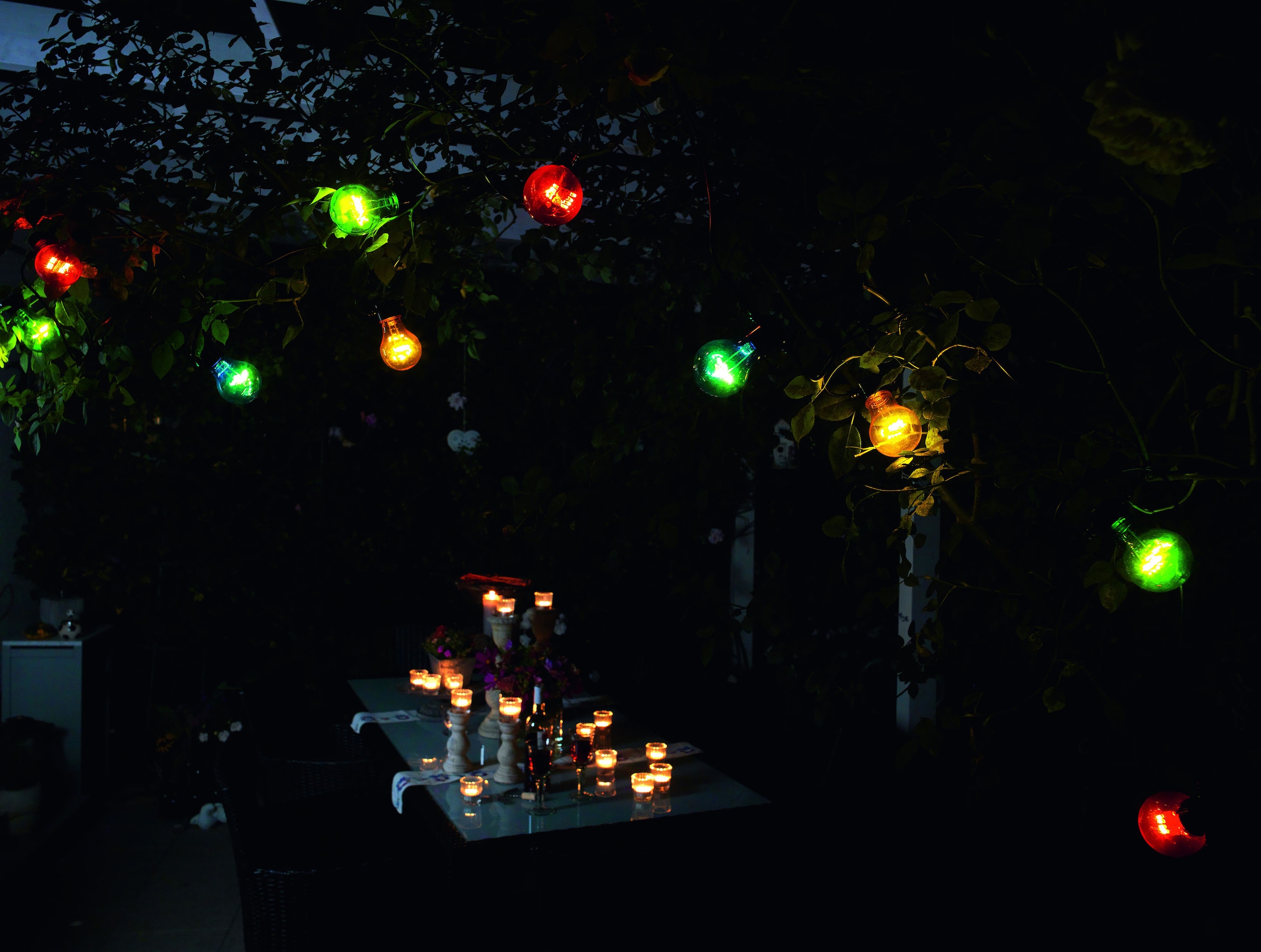 St.-flammig, KONSTSMIDE / kaufen »Weihnachtsdeko BAUR 20 bunte LED 160 warm aussen«, Biergartenkette, Dioden | weiße Birnen LED-Lichterkette 20