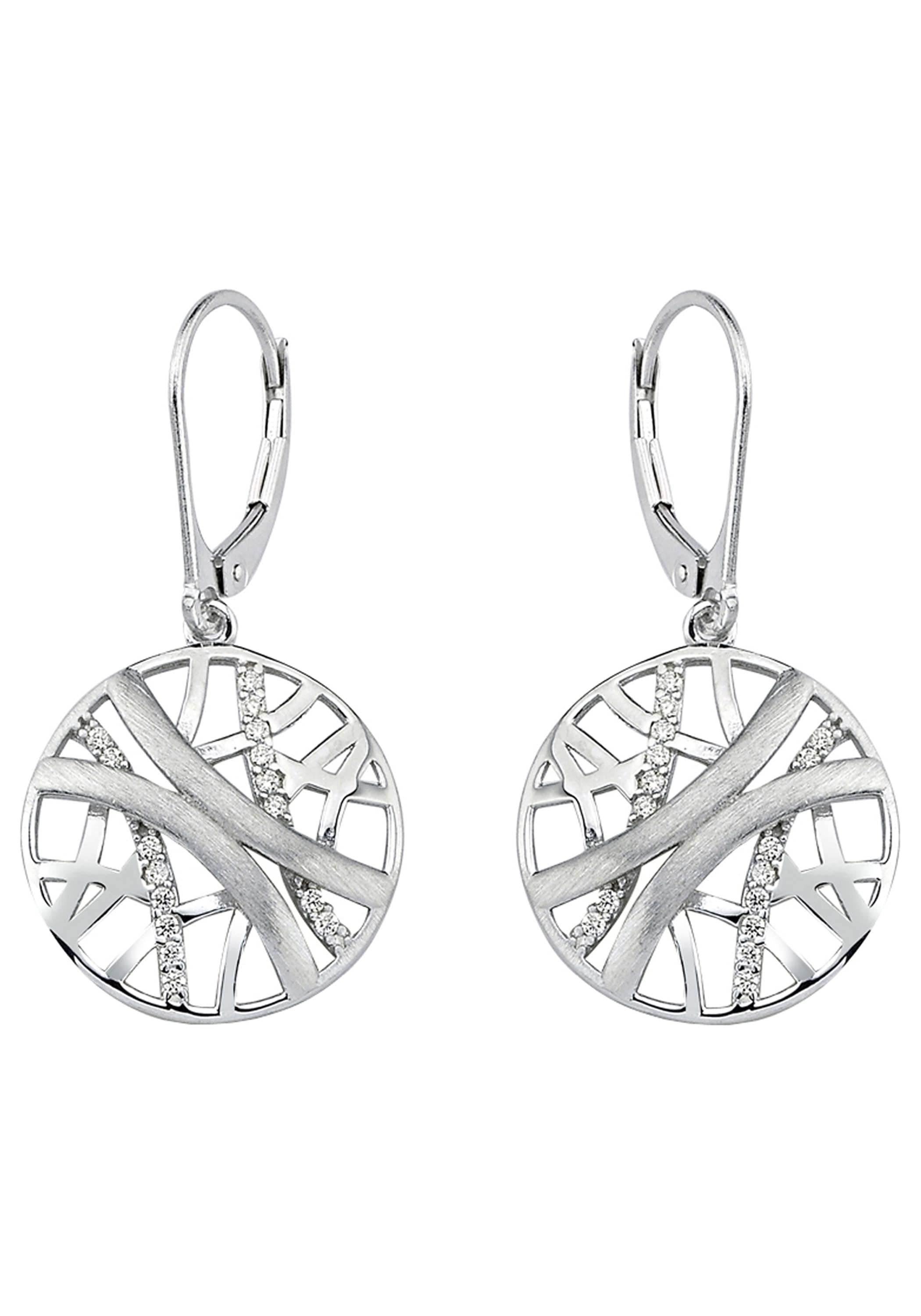 JOBO Paar Ohrhänger rund 925 Silber mit 32 Zirkonia