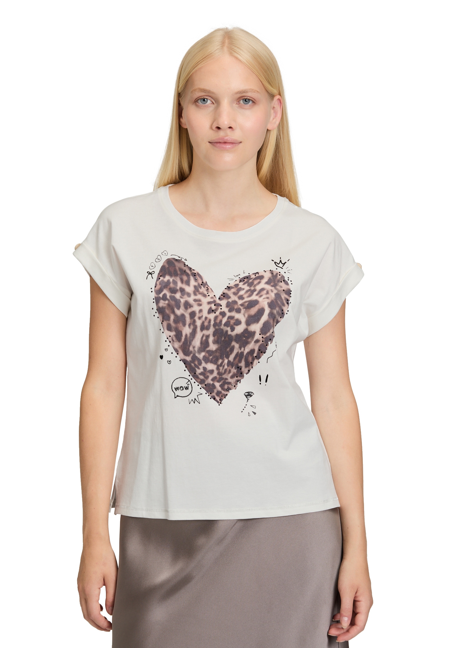 Cartoon Kurzarmshirt "Cartoon Damen Printshirt mit Ärmelaufschlag", (1 tlg. günstig online kaufen