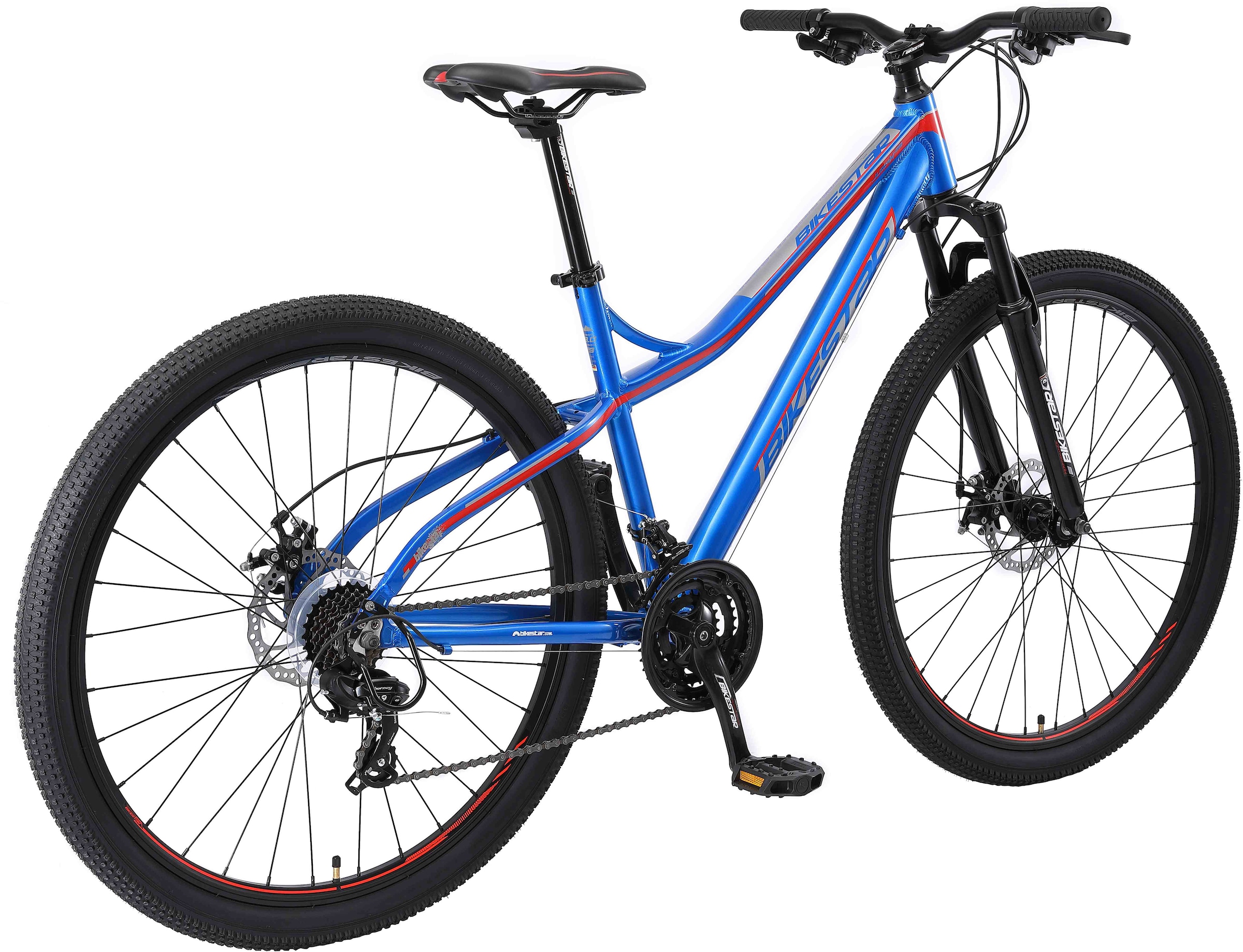 Bikestar Mountainbike, 21 Gang, Shimano, RD-TY300 Schaltwerk, Kettenschaltung, für Damen und Herren, Kettenschaltung