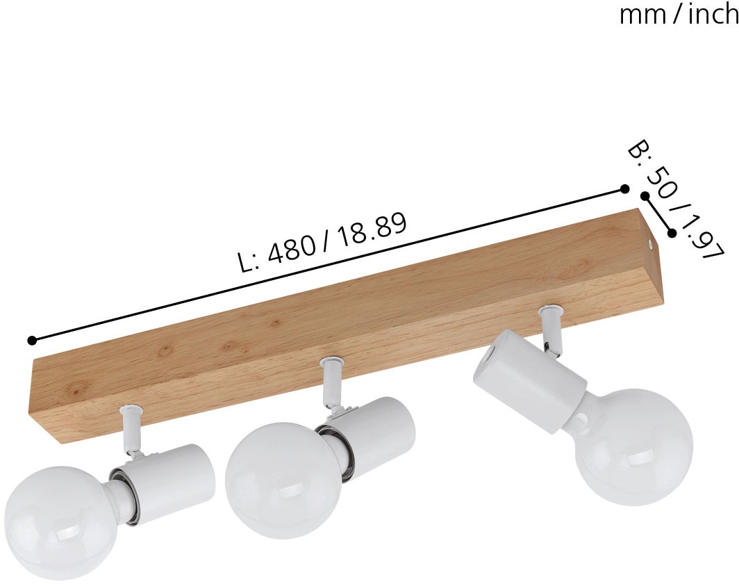 EGLO Deckenspot »TOWNSHEND 3«, 3 flammig-flammig, Vintage Deckenspot im Industrial Design, Retro Lampe, E27 Fassung