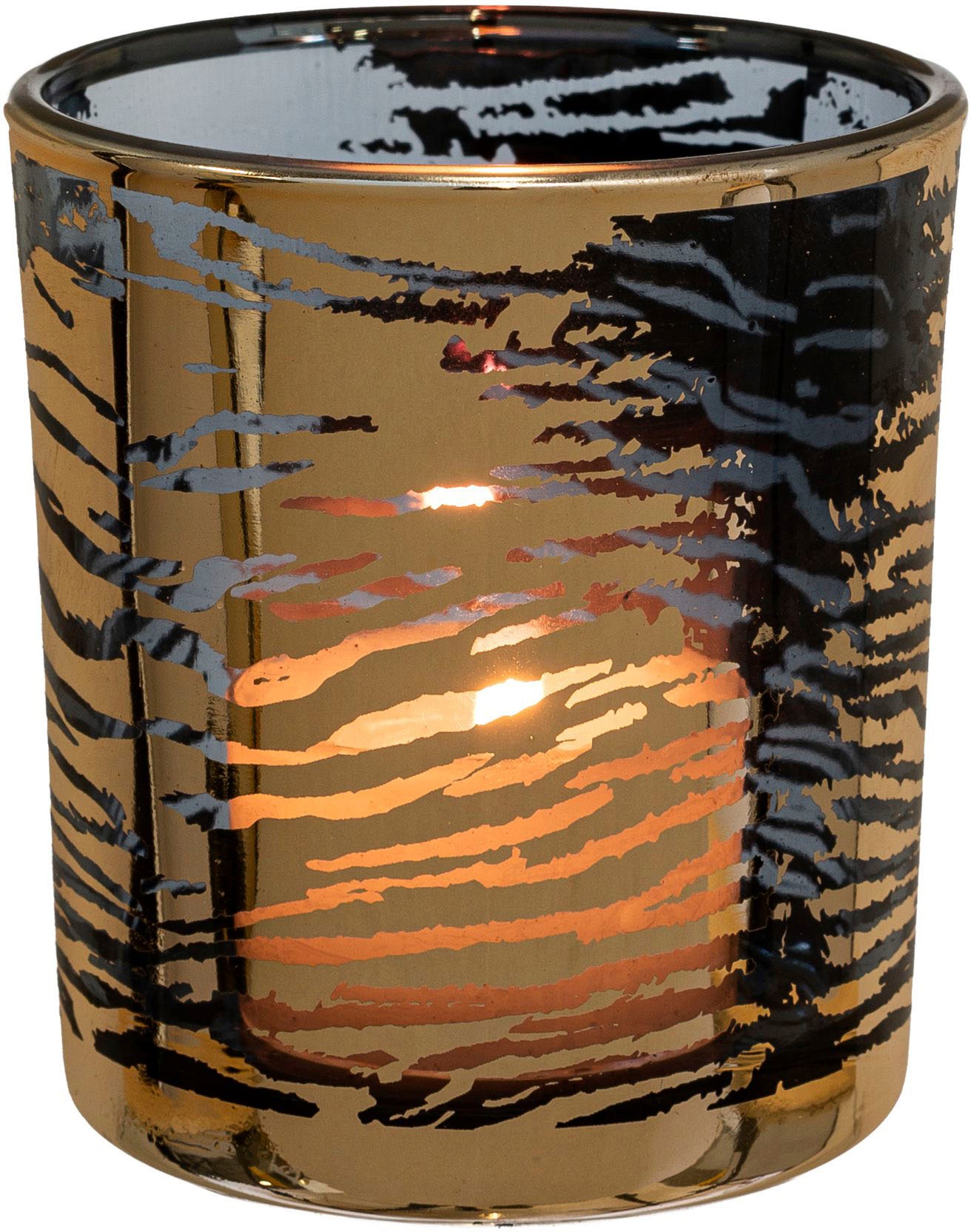 Creativ home Windlicht "Kerzenhalter LEOPARD" Teelichthalter aus Glas, Höhe günstig online kaufen