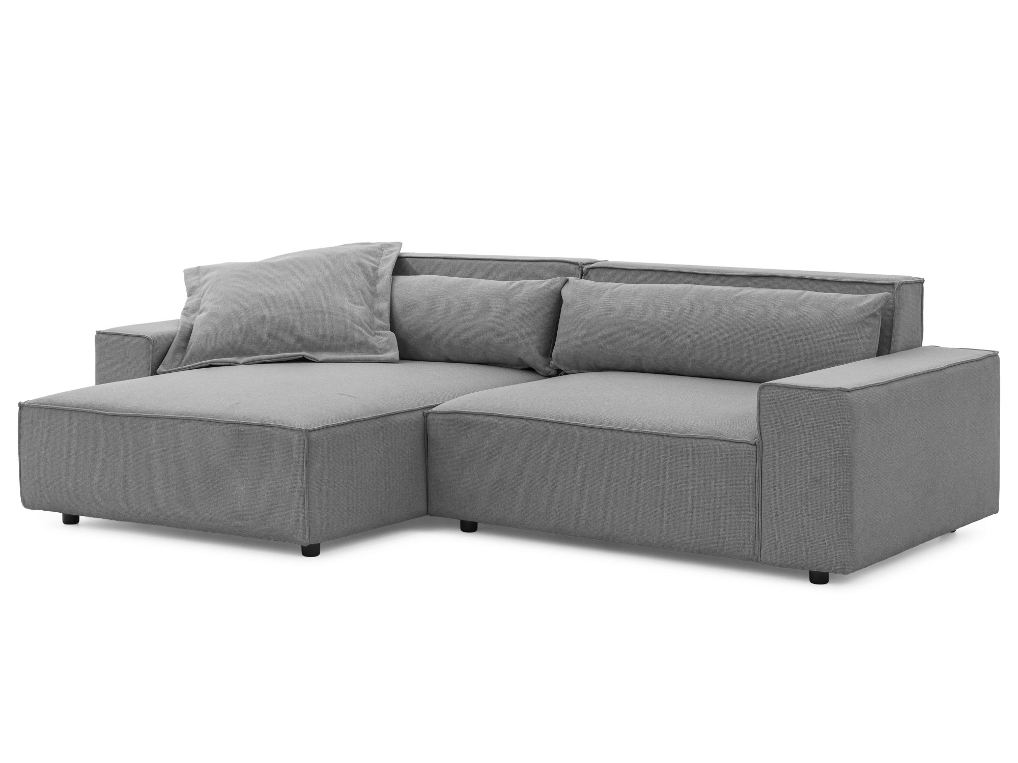 Ecksofa OTTO HOME "KINLEE Design-Sofa mit Recamiere rechts/links, Maße B/T/H 251/144/70cm", grau, B:251cm H:70cm T:144,5cm, 100% Polyester, Sofas, Ecksofa, L-Form mit Wellenunterfederung, ohne Bettfunktion, modern und beguem 6