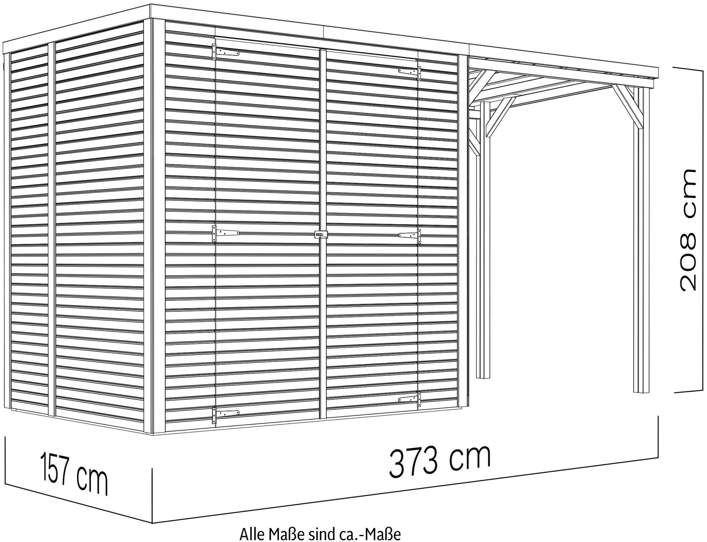 KONIFERA Gartenhaus »Beno 2 PLUS Fineline Flachdach«, mit Anbaudach
