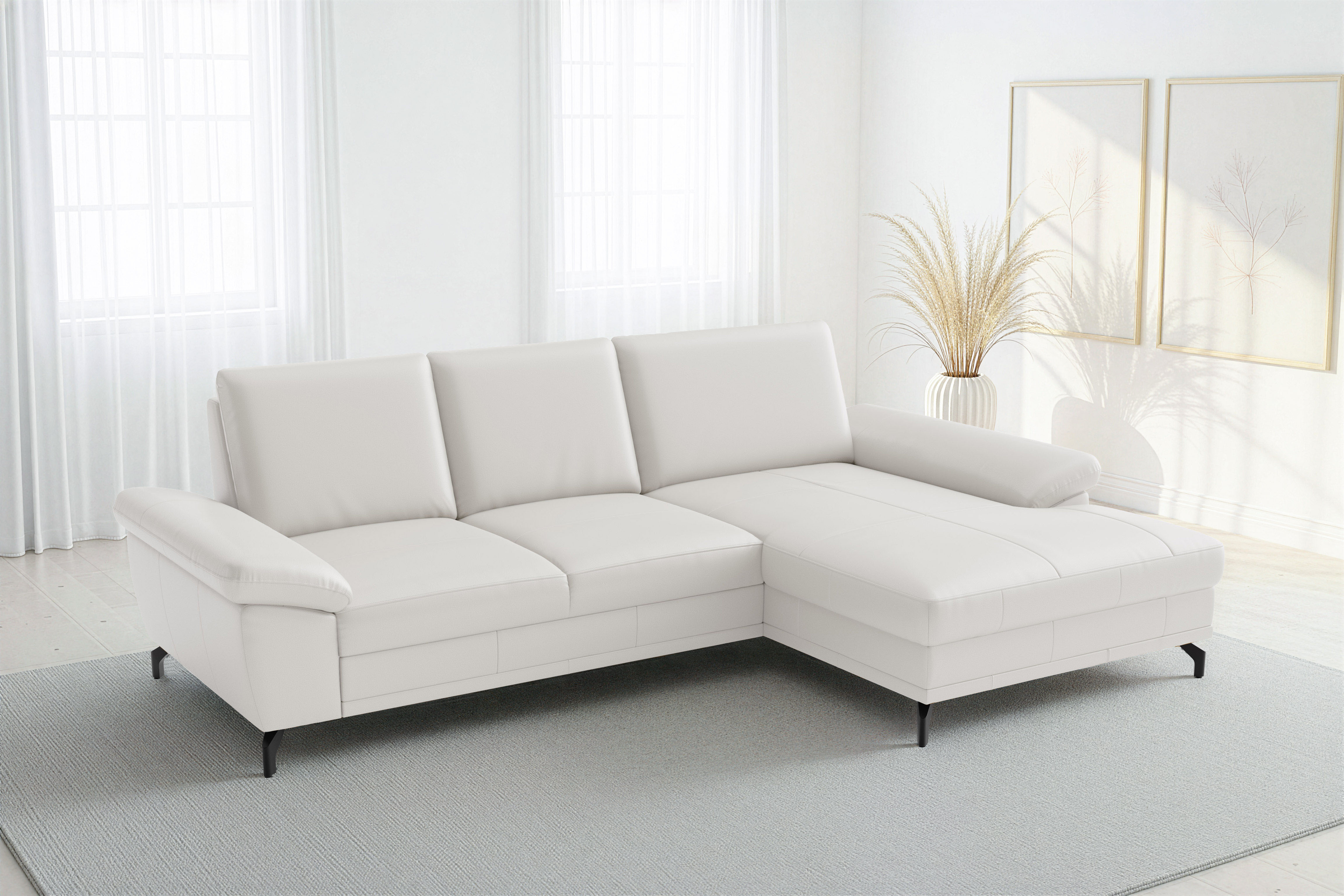 sit&more Ecksofa "Chelsea L-Form, B: 264 cm, Armteil- & Sitztiefenverstellung, Leder" Couch optional mit Schlaffunktion und Bettkasten, Sitzhöhe 45 cm