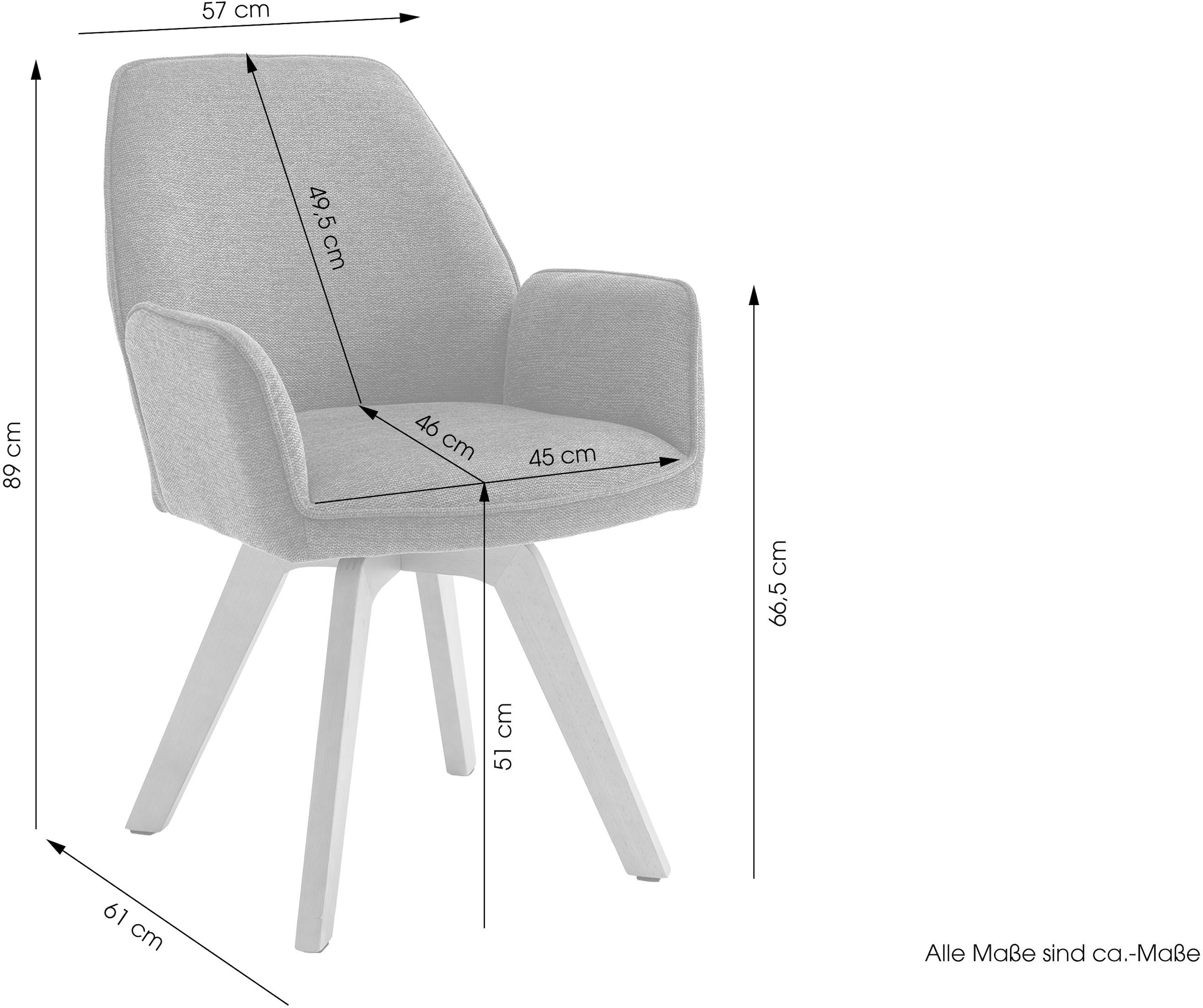 byLIVING Esszimmerstuhl »Tony« (Set) 2 Stk.mit Massivholzgestell eichefarbig, 360 Grad drehbar, hoher Sitzkomfort