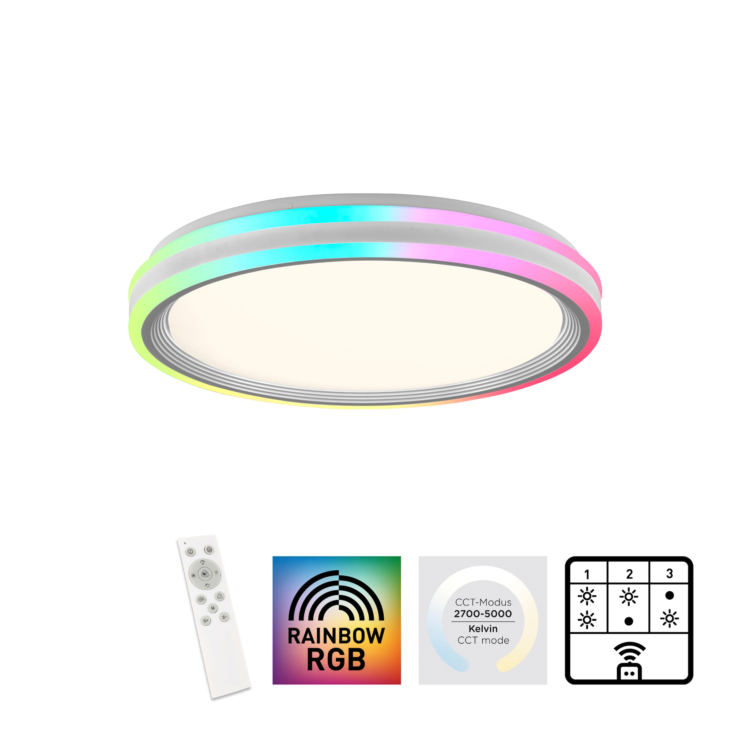 Leuchten Direkt Fernbedienung, inkl., RGB-Rainbow, 2 flammig-flammig, Infrarot Deckenleuchte | - kaufen dimmbar über LED, CCT »SPHERIC«, BAUR
