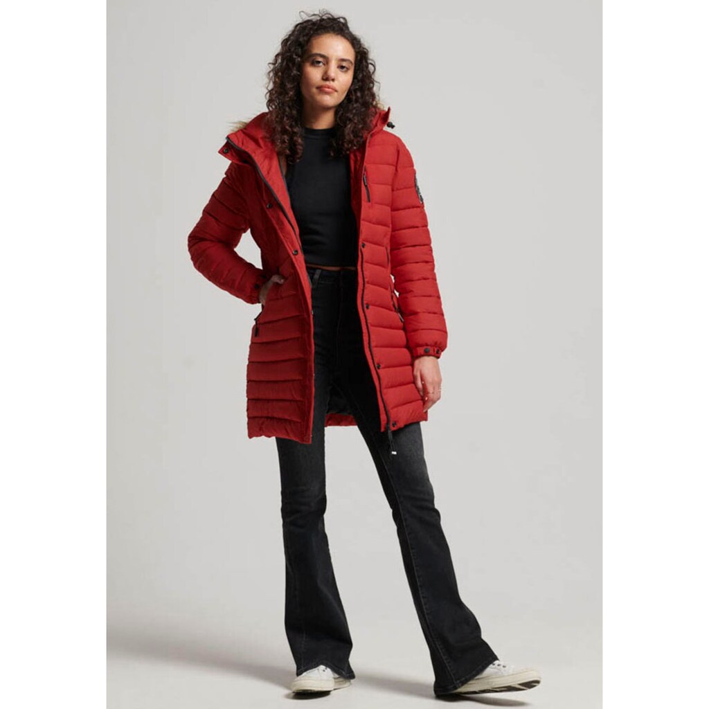 Superdry Steppjacke »FUJI HOODED MID LENGTH PUFFER«, mit Kapuze