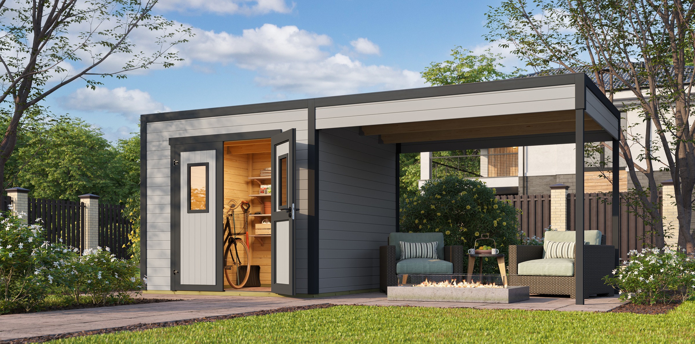 Nordic Holz Gartenhaus-Anbaudach »FELIX_FYNN 2 ANBAU« Flachdach